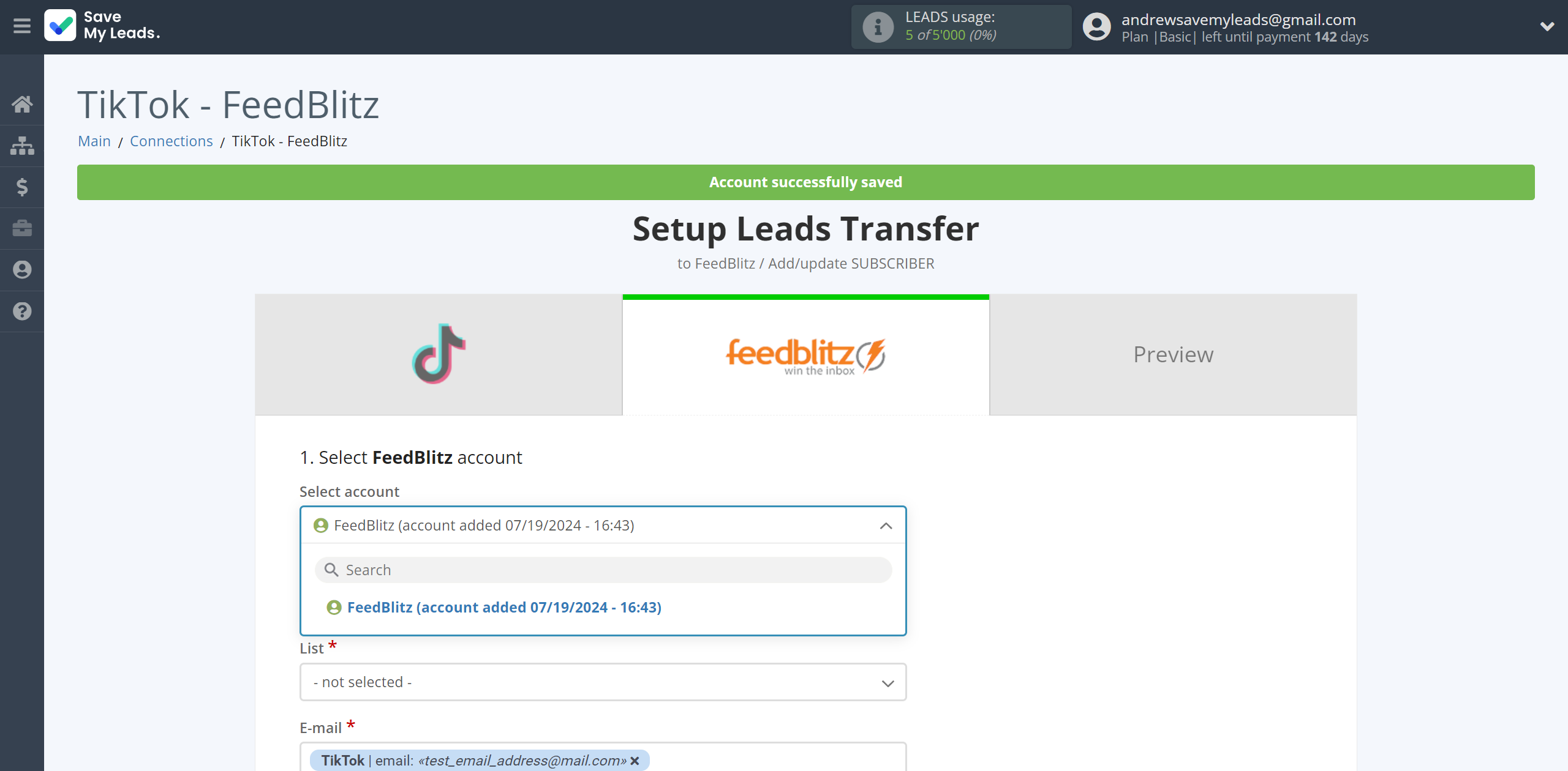 How to Connect TikTok with FeedBlitz | Data Destination account selection How to Connect TikTok with FeedBlitz | Data Destination account selection