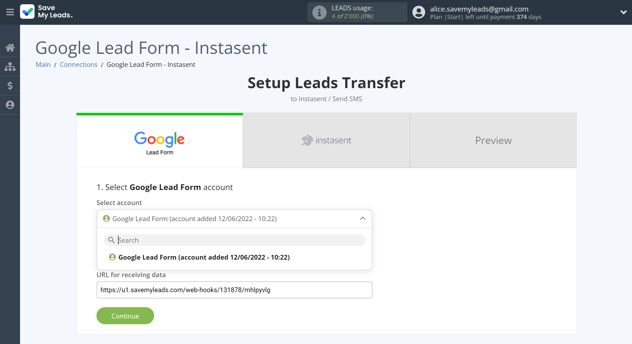 How to Connect Google Lead Form with Instasent | Data Source account selection How to Connect Google Lead Form with Instasent | Data Source account selection