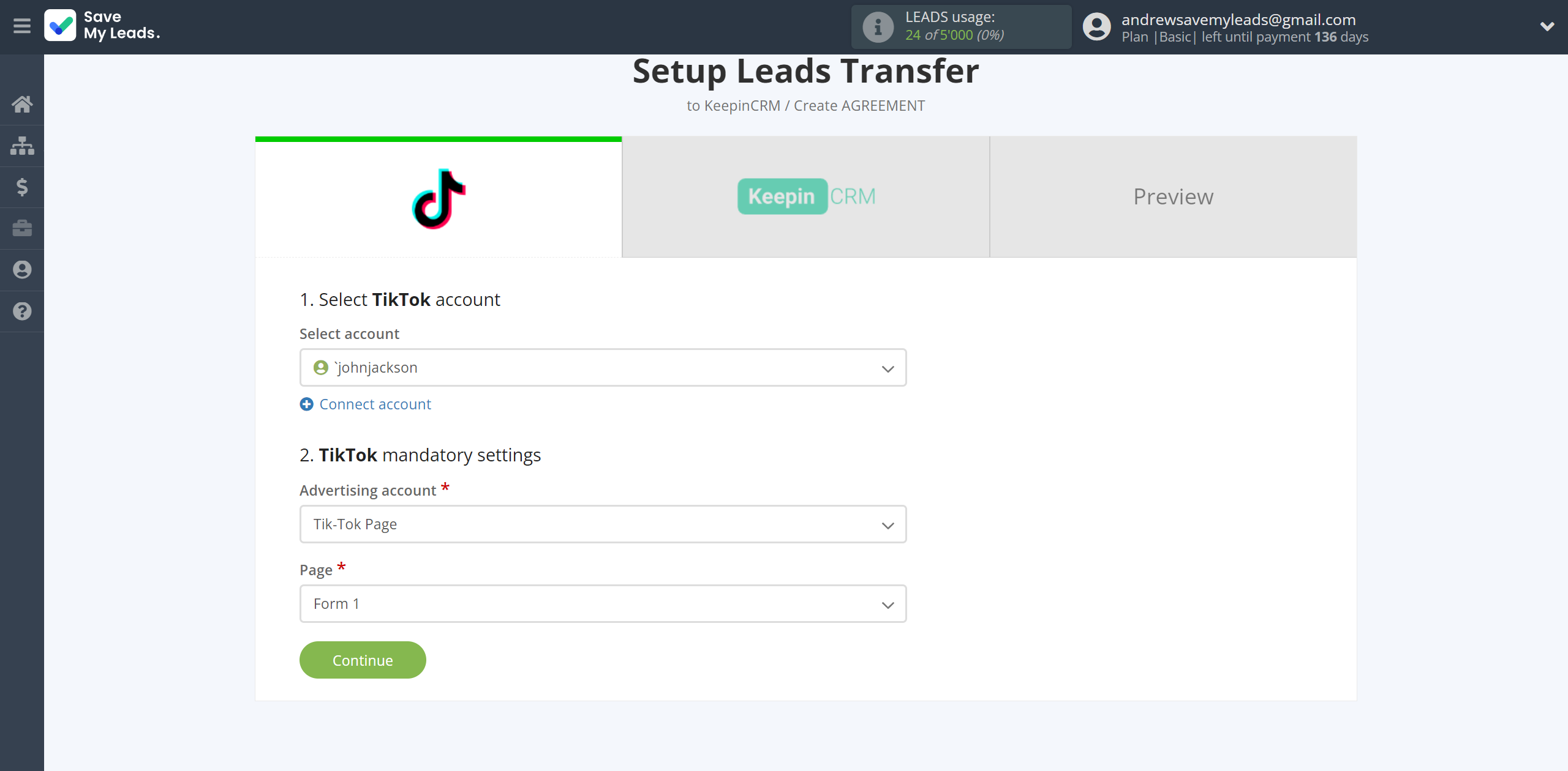 How to Connect TikTok with KeepinCRM Create Agreement | Data Source account connection How to Connect TikTok with KeepinCRM Create Agreement | Data Source account connection