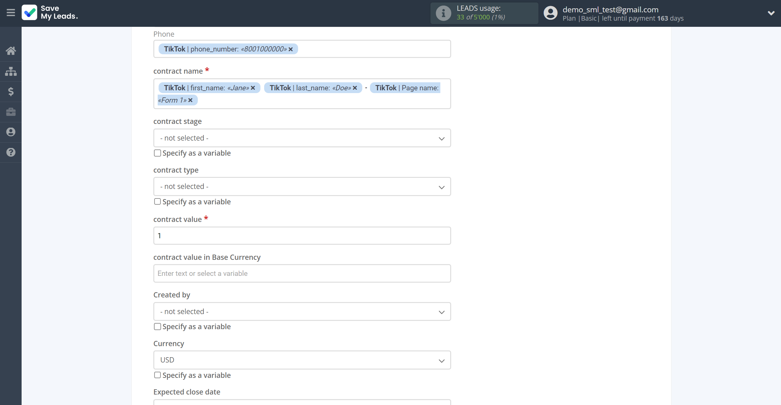 How to Connect TikTok with Freshworks Create Deal | Assigning fields How to Connect TikTok with Freshworks Create Deal | Assigning fields