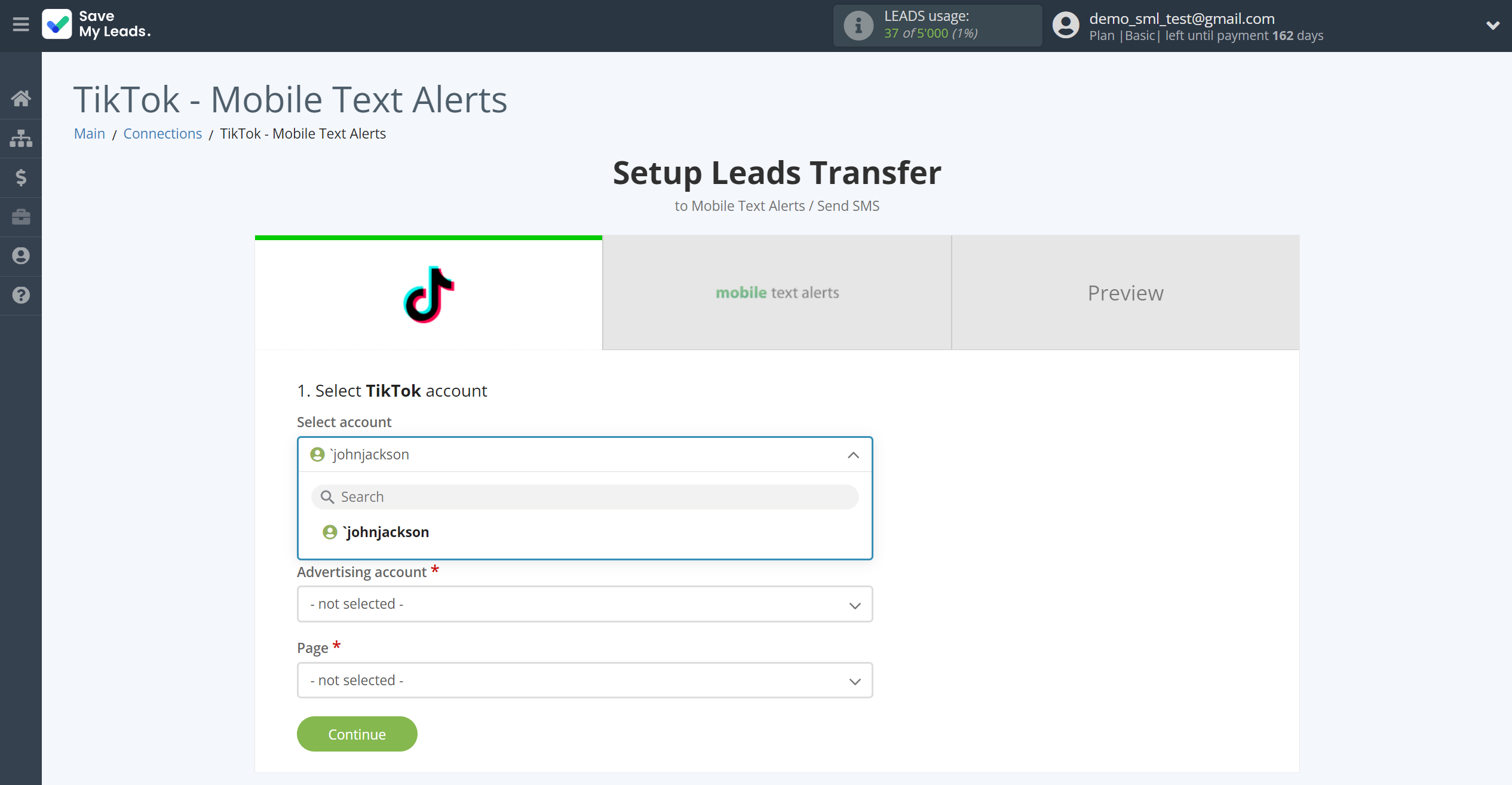 How to Connect TikTok with Mobile Text Alerts | Data Source account selection How to Connect TikTok with Mobile Text Alerts | Data Source account selection