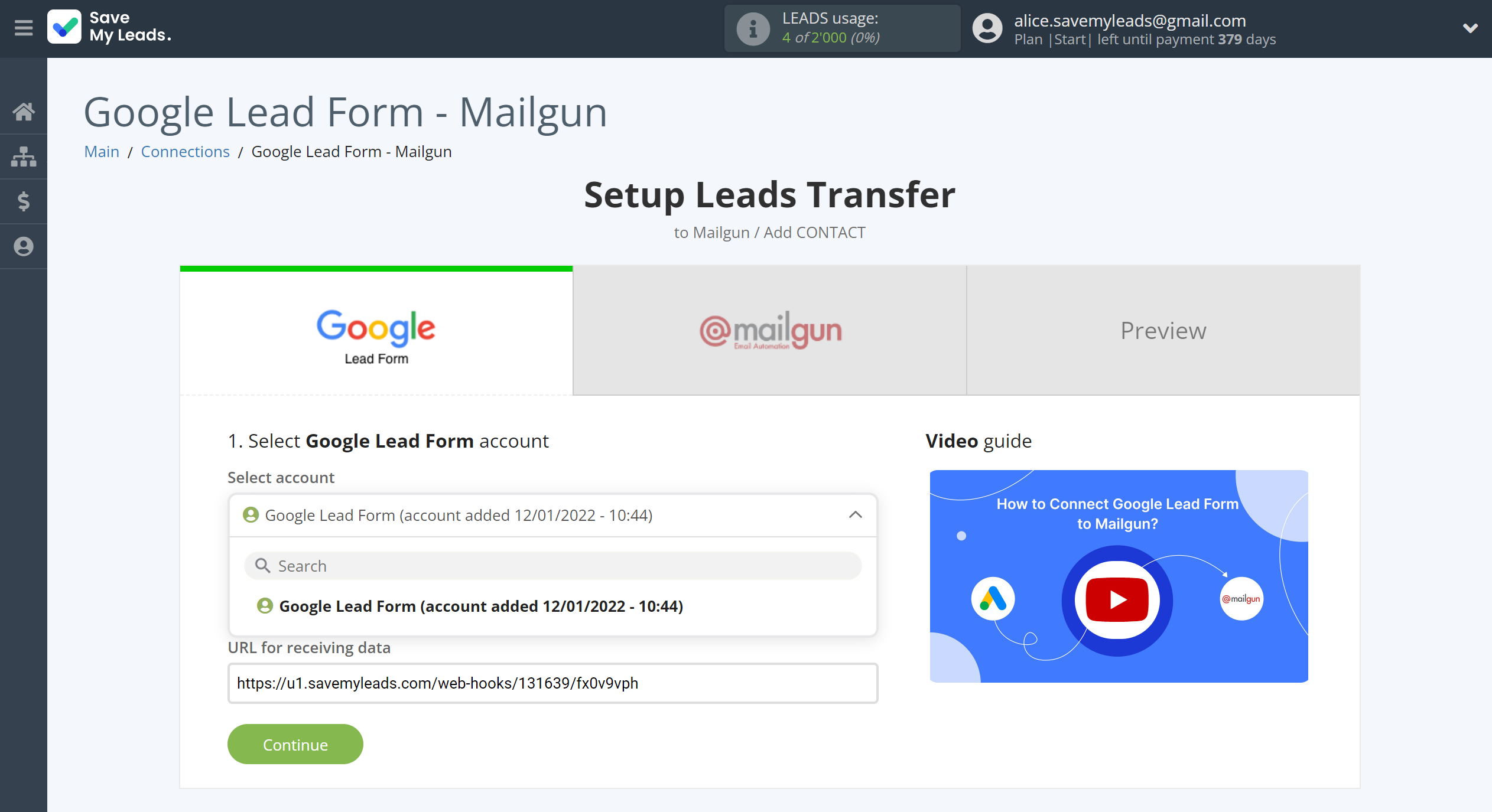 How to Connect Google Lead Form with Mailgun | Data Source account selection How to Connect Google Lead Form with Mailgun | Data Source account selection