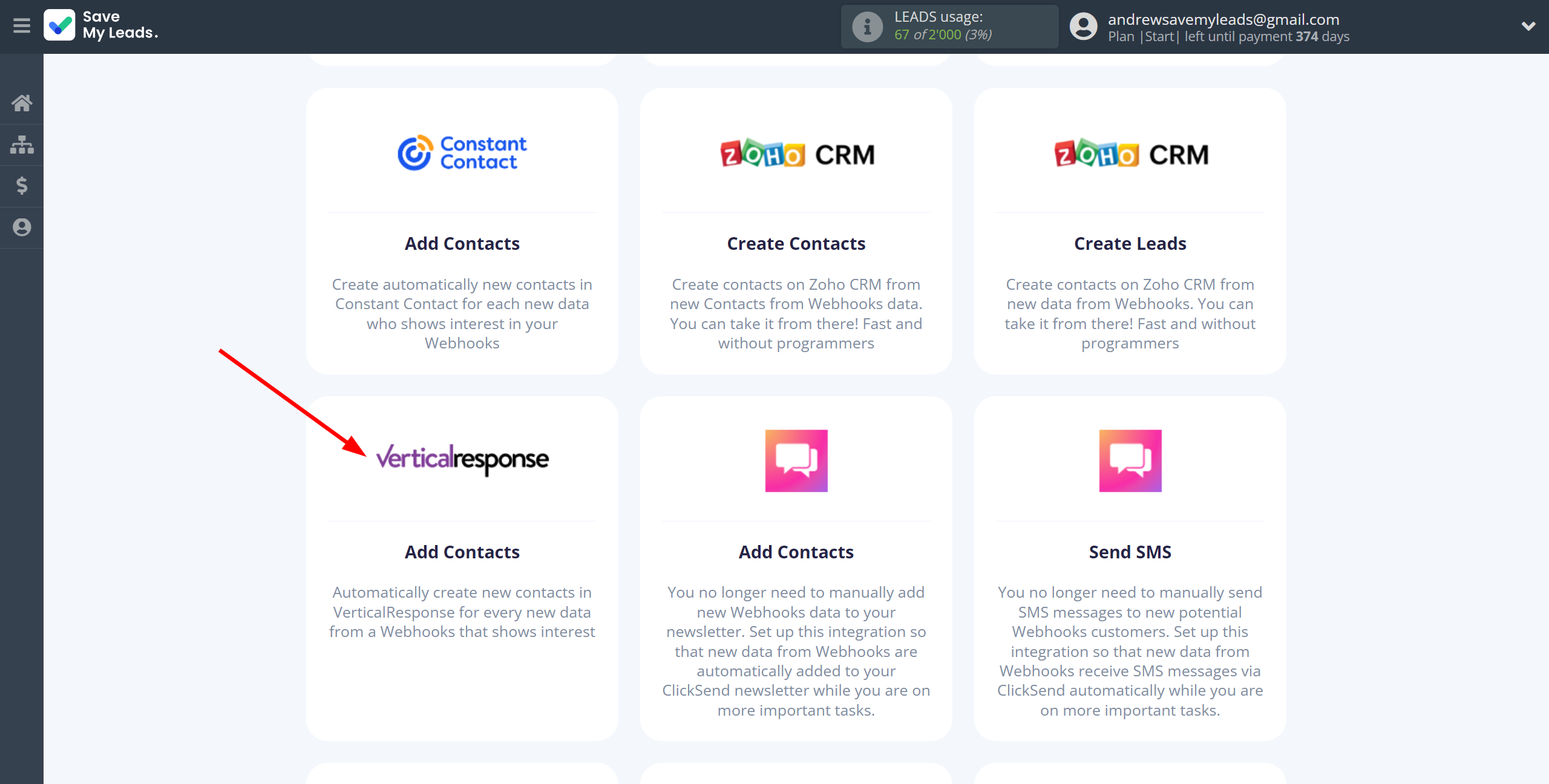 How to Connect Webhooks with VerticalResponse | Data Destination system selection How to Connect Webhooks with VerticalResponse | Data Destination system selection