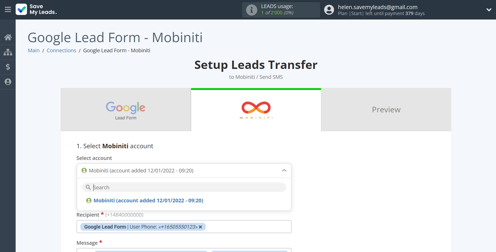 How to Connect Google Lead Form with Mobiniti | Data Destination account selection How to Connect Google Lead Form with Mobiniti | Data Destination account selection