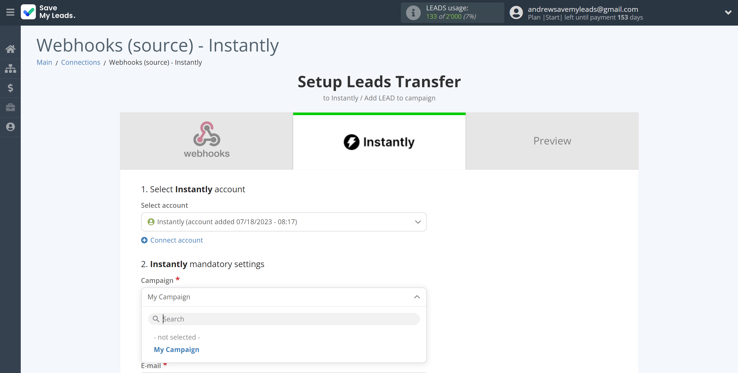 How to Connect Webhooks with Instantly Add lead to campaign | Assigning fields How to Connect Webhooks with Instantly Add lead to campaign | Assigning fields