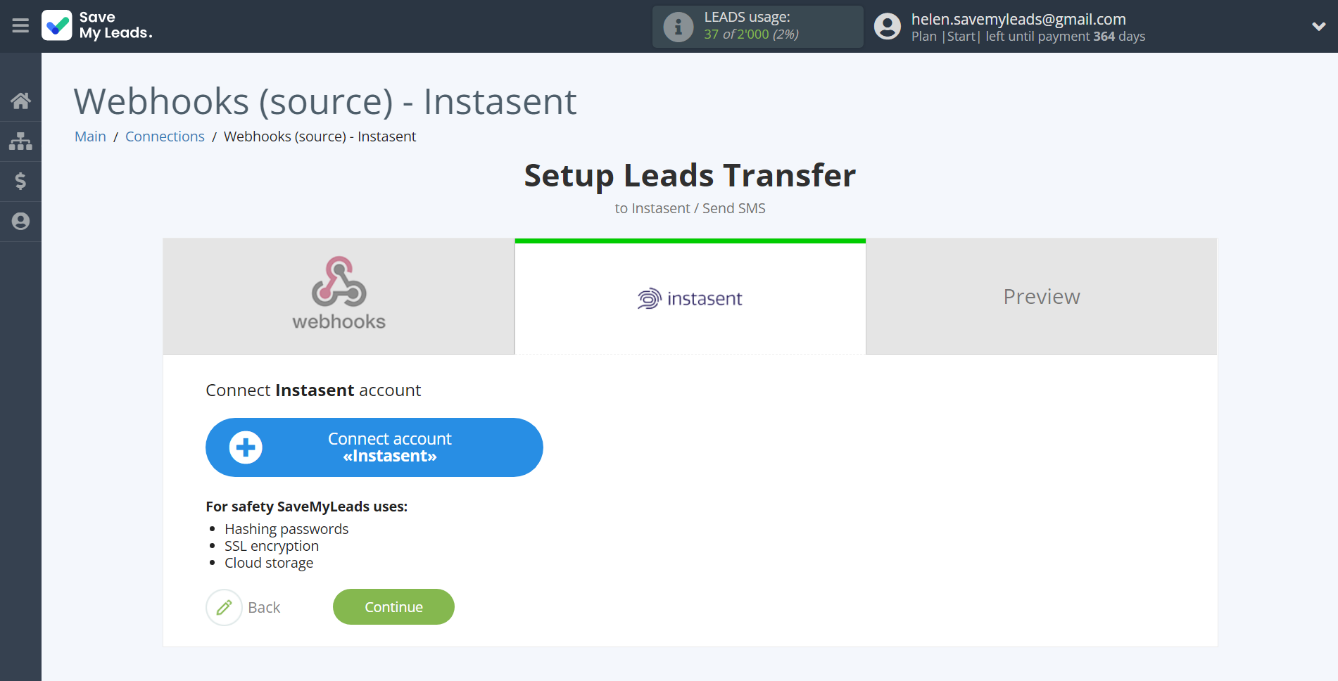 How to Connect Webhooks with Instasent | Data Destination account connection How to Connect Webhooks with Instasent | Data Destination account connection