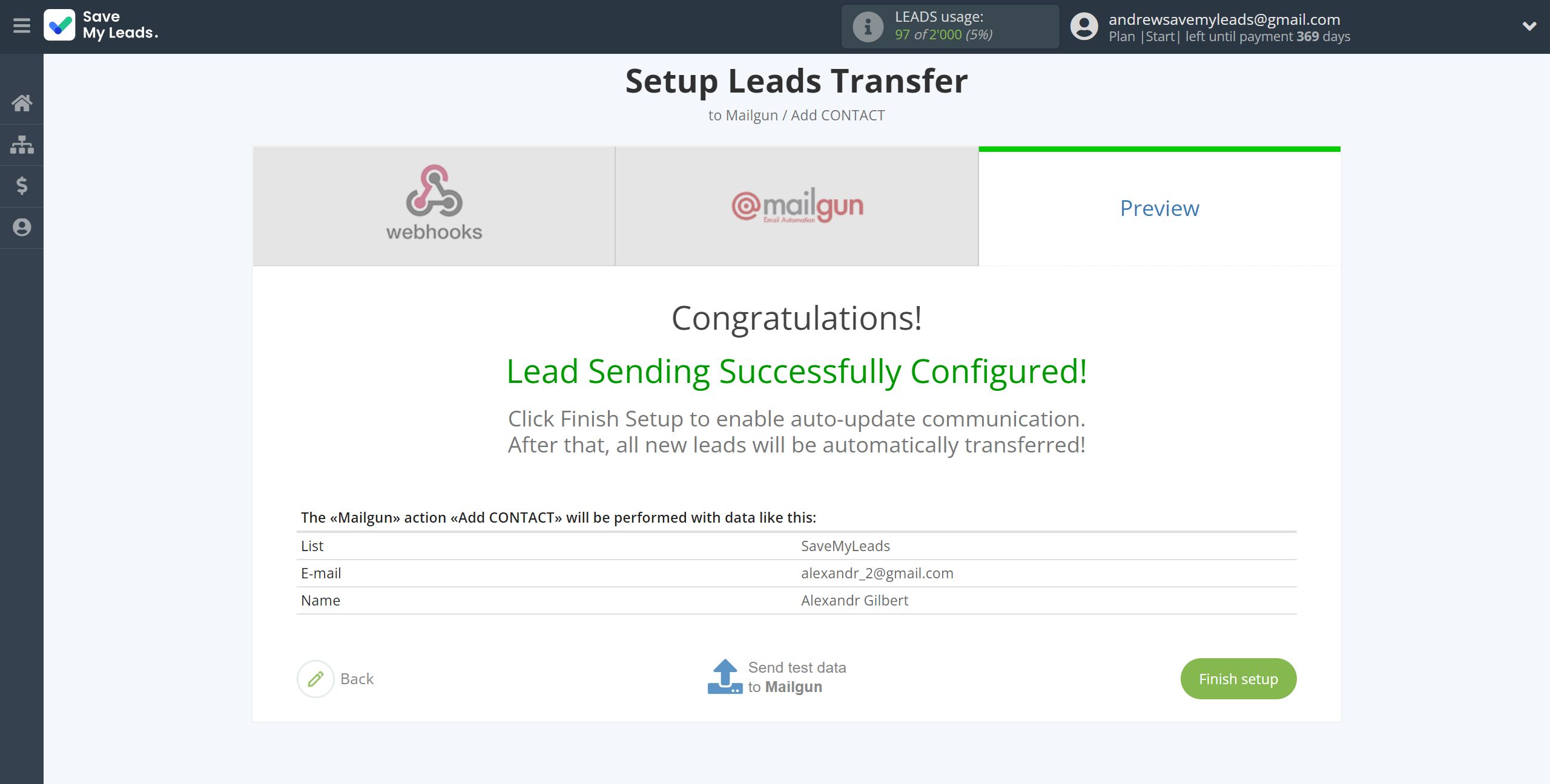 How to Connect Webhooks with Mailgun | Test data How to Connect Webhooks with Mailgun | Test data