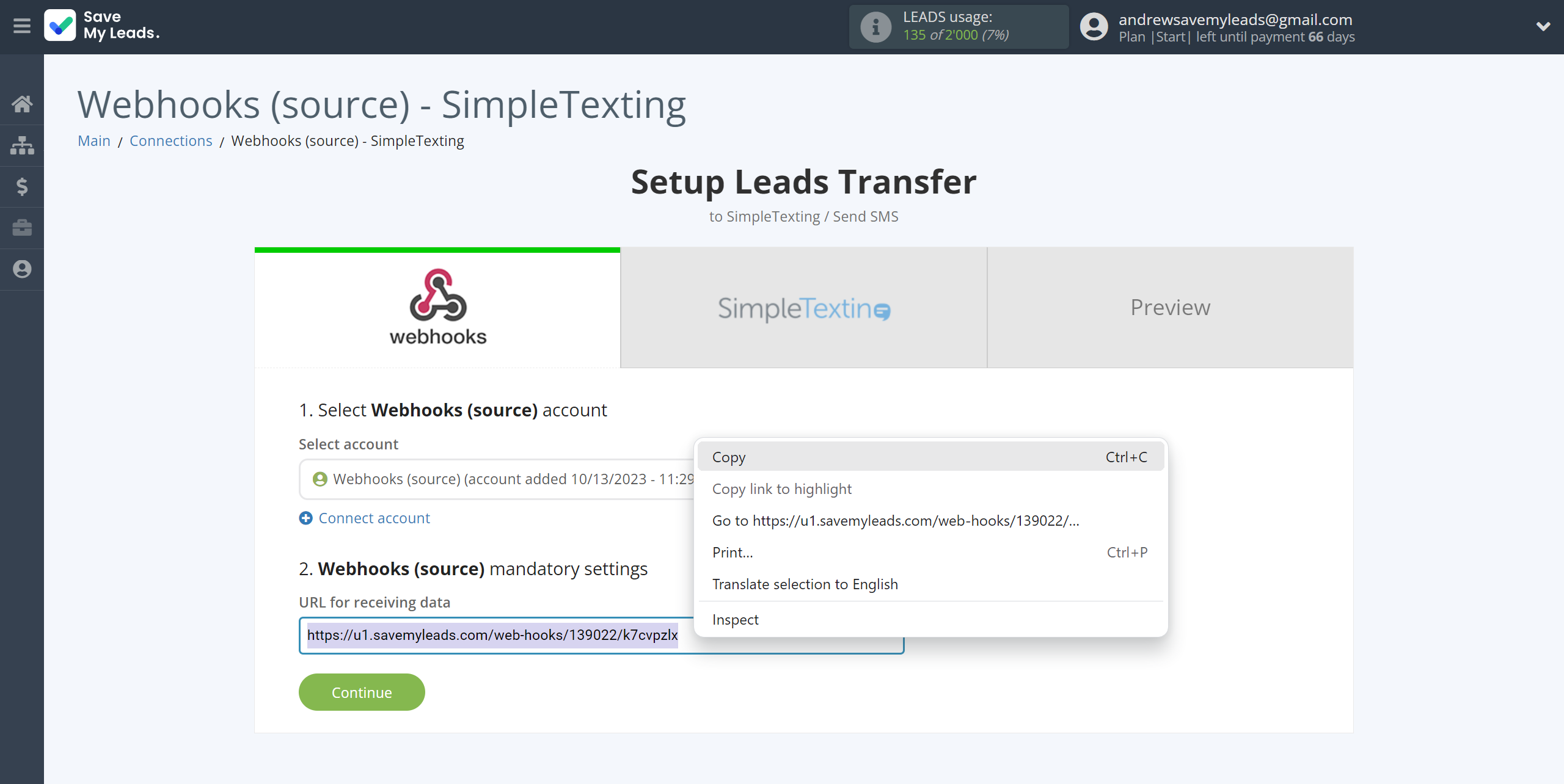 How to Connect Webhooks with SimpleTexting | Data Source account connection How to Connect Webhooks with SimpleTexting | Data Source account connection