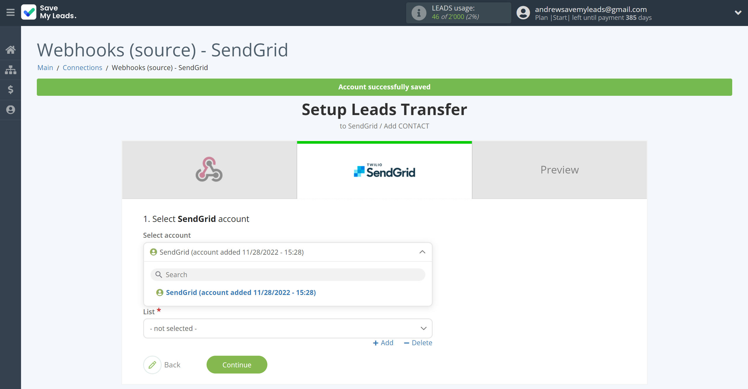How to Connect Webhooks with SendGrid | Data Destination account selection How to Connect Webhooks with SendGrid | Data Destination account selection