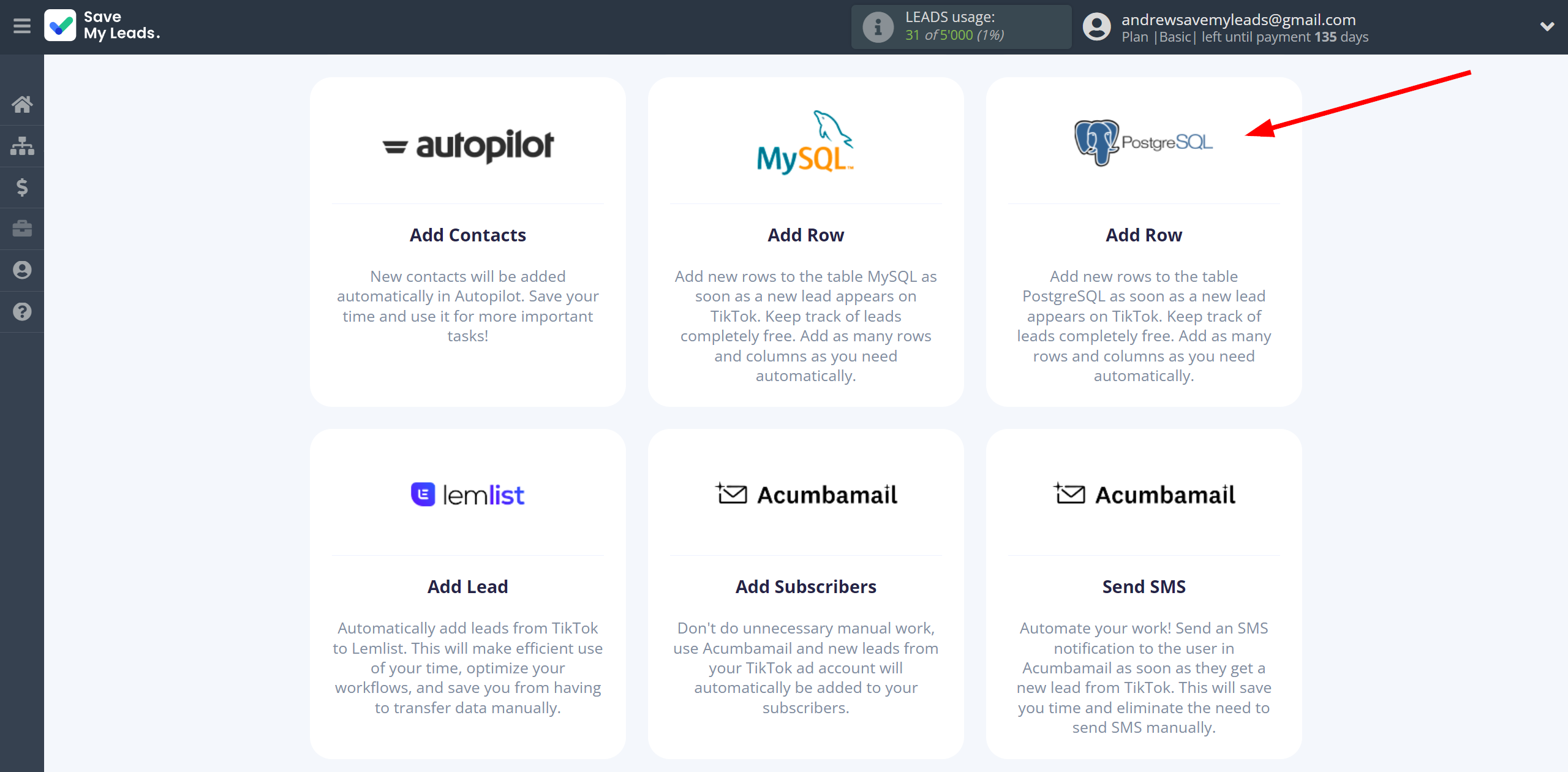 How to Connect TikTok with PostgreSQL | Data Destination system selection How to Connect TikTok with PostgreSQL | Data Destination system selection