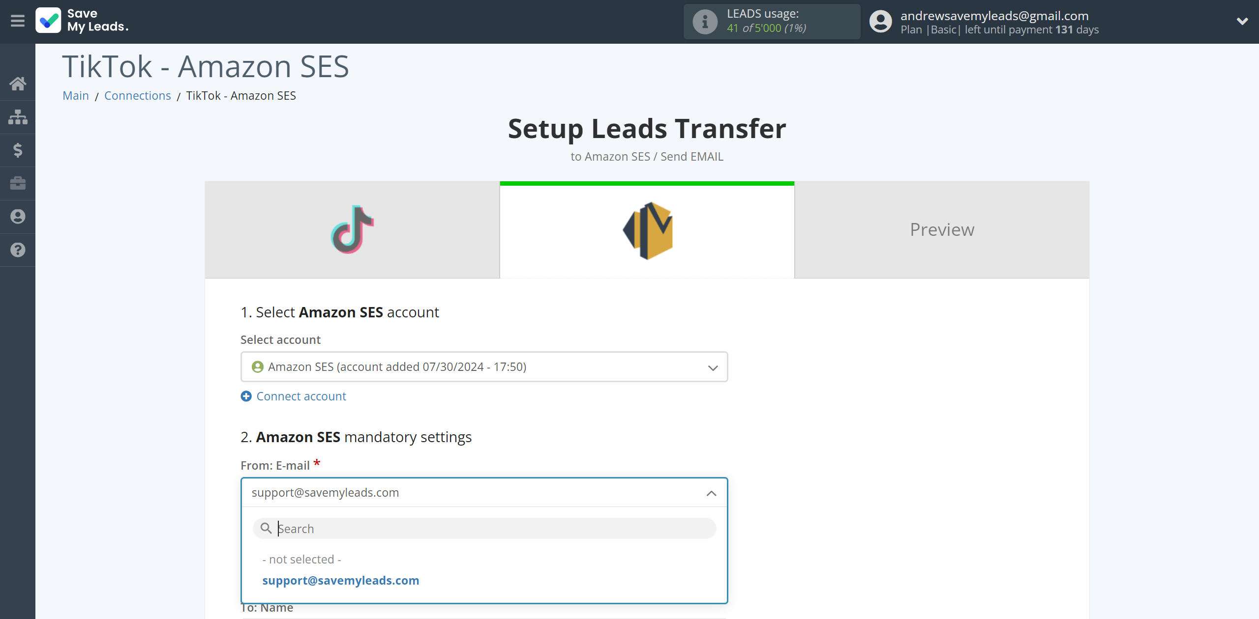 How to Connect TikTok with Amazon SES | Assigning fields How to Connect TikTok with Amazon SES | Assigning fields