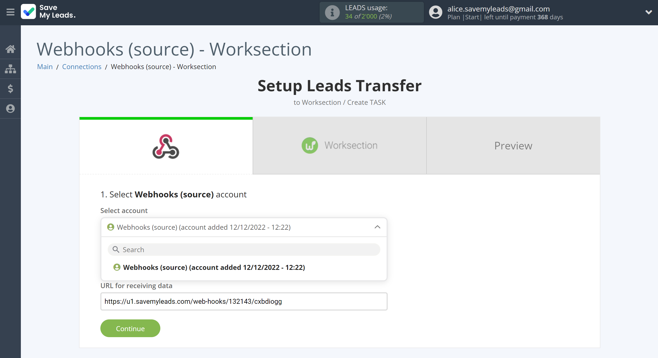 How to Connect Webhooks with Worksection | Data Source account connection How to Connect Webhooks with Worksection | Data Source account connection