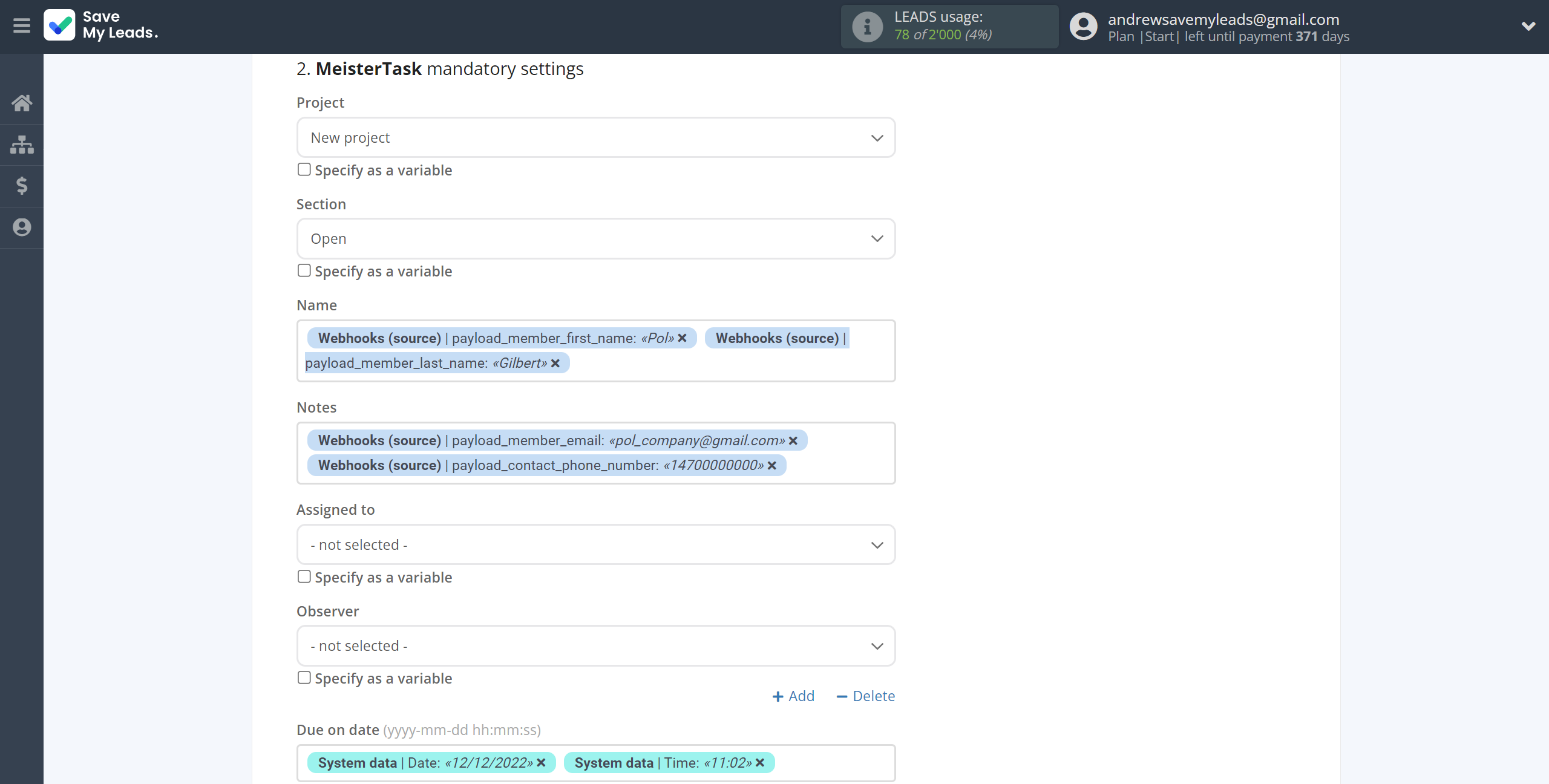 How to Connect Webhooks with MeisterTask | Assigning fields How to Connect Webhooks with MeisterTask | Assigning fields