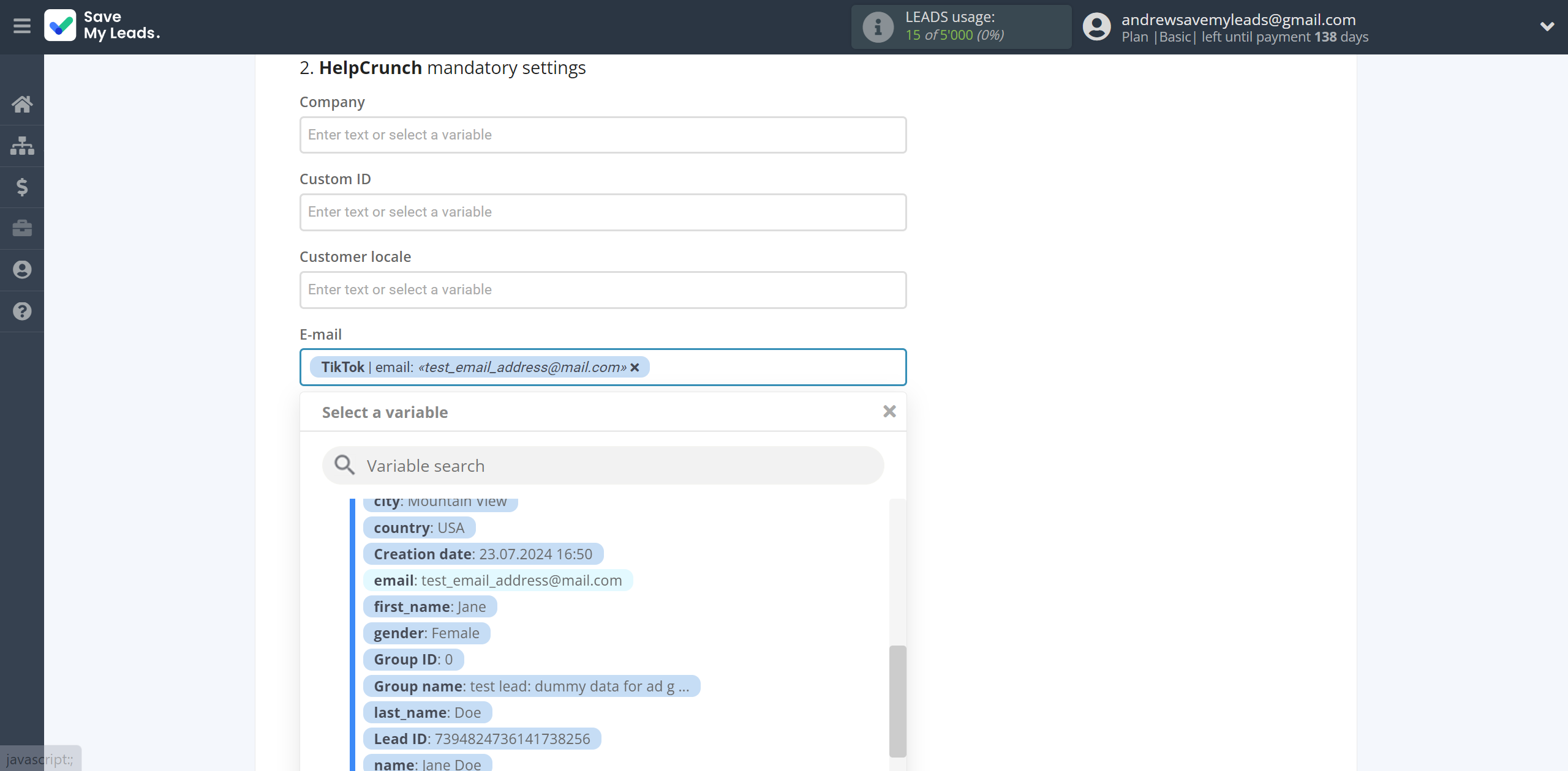 How to Connect TikTok with HelpCrunch Create Contacts | Assigning fields How to Connect TikTok with HelpCrunch Create Contacts | Assigning fields