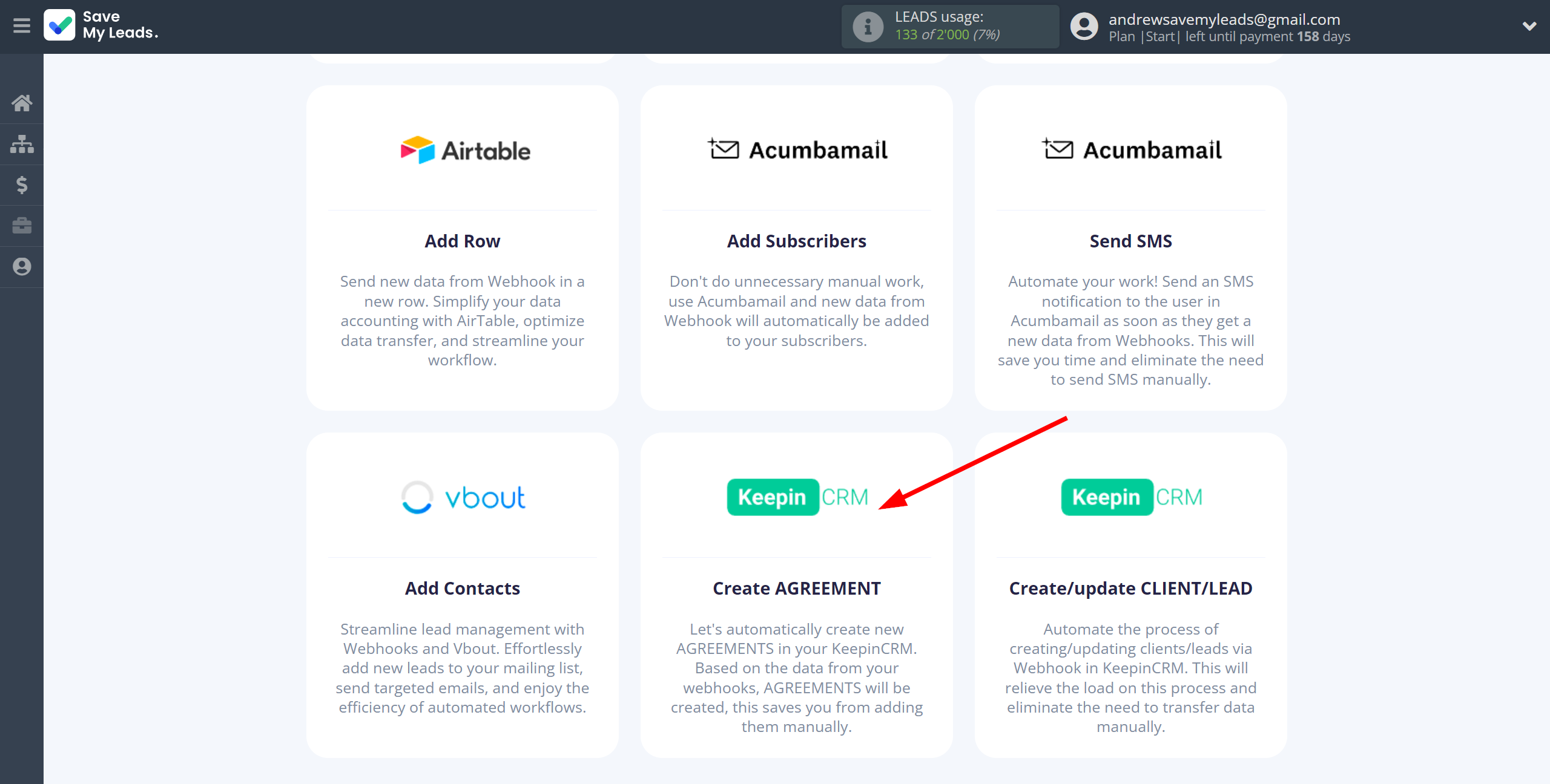 How to Connect Webhooks with KeepinCRM Create Agreement | Data Destination system selection How to Connect Webhooks with KeepinCRM Create Agreement | Data Destination system selection