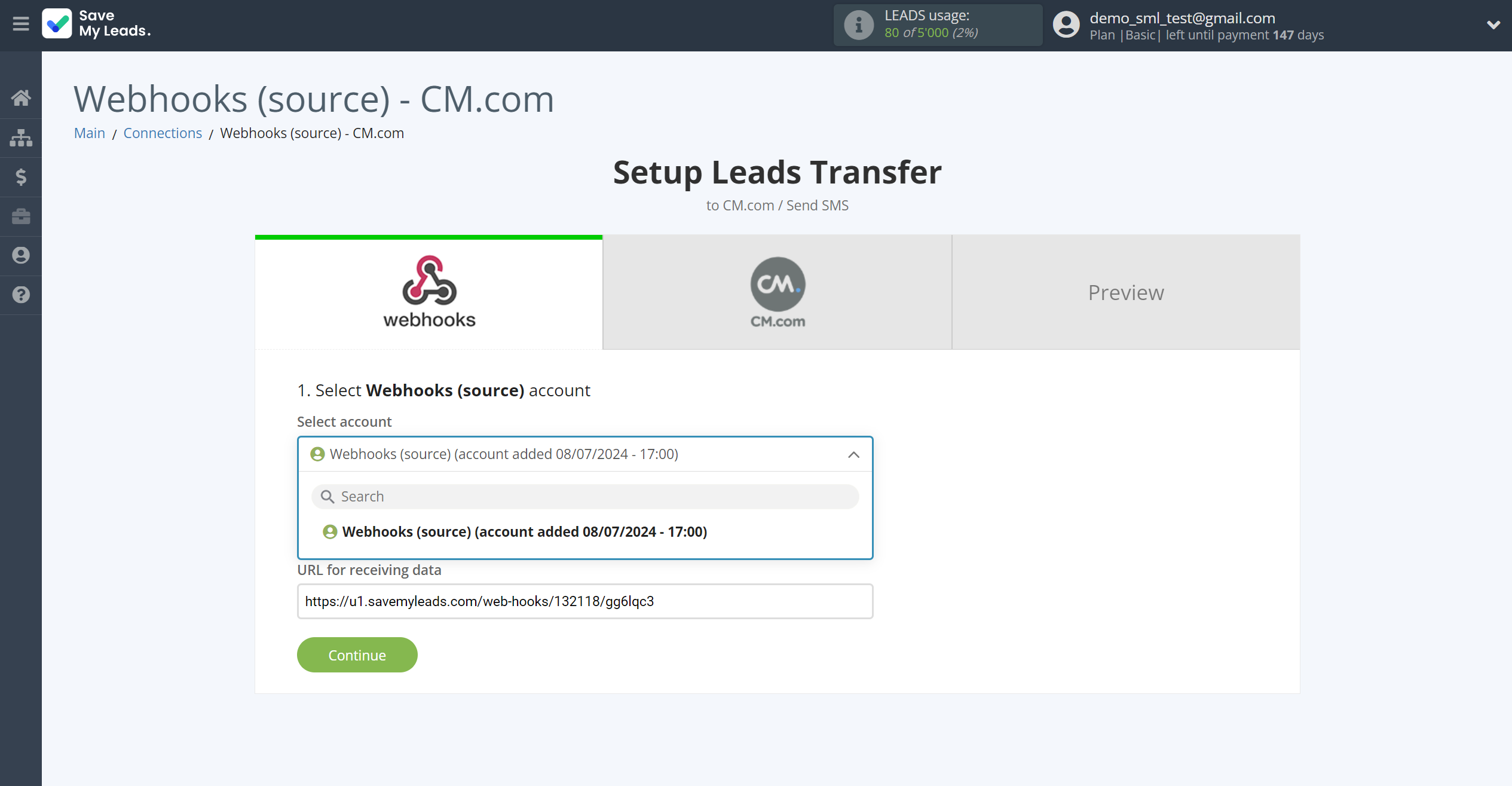 How to Connect Webhooks with CM.com | Data Source account selection How to Connect Webhooks with CM.com | Data Source account selection