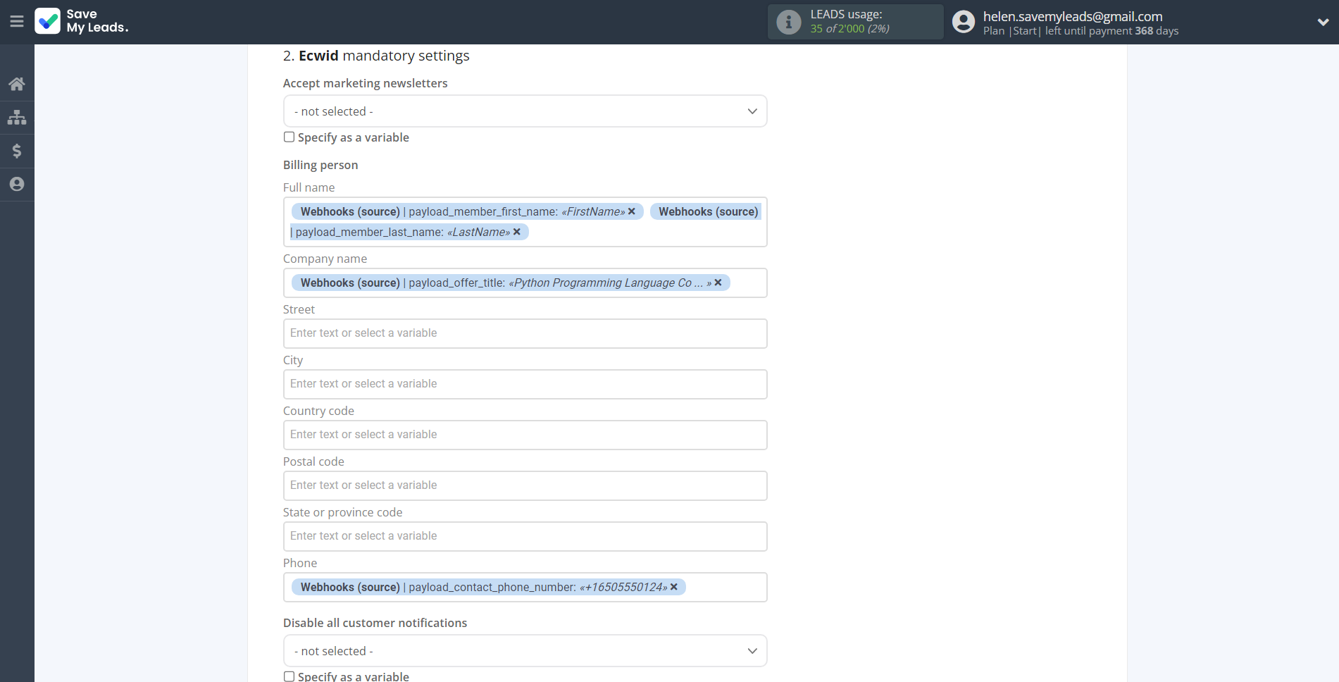 How to Connect Webhooks with Ecwid Create Order | Assigning fields How to Connect Webhooks with Ecwid Create Order | Assigning fields