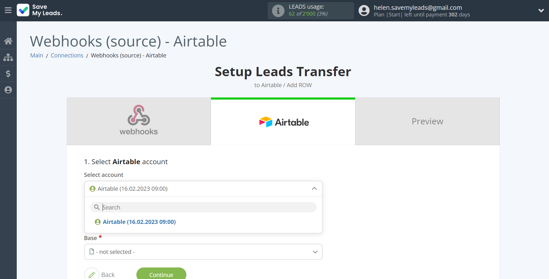 How to Connect Webhooks with AirTable | Data Destination account selection How to Connect Webhooks with AirTable | Data Destination account selection