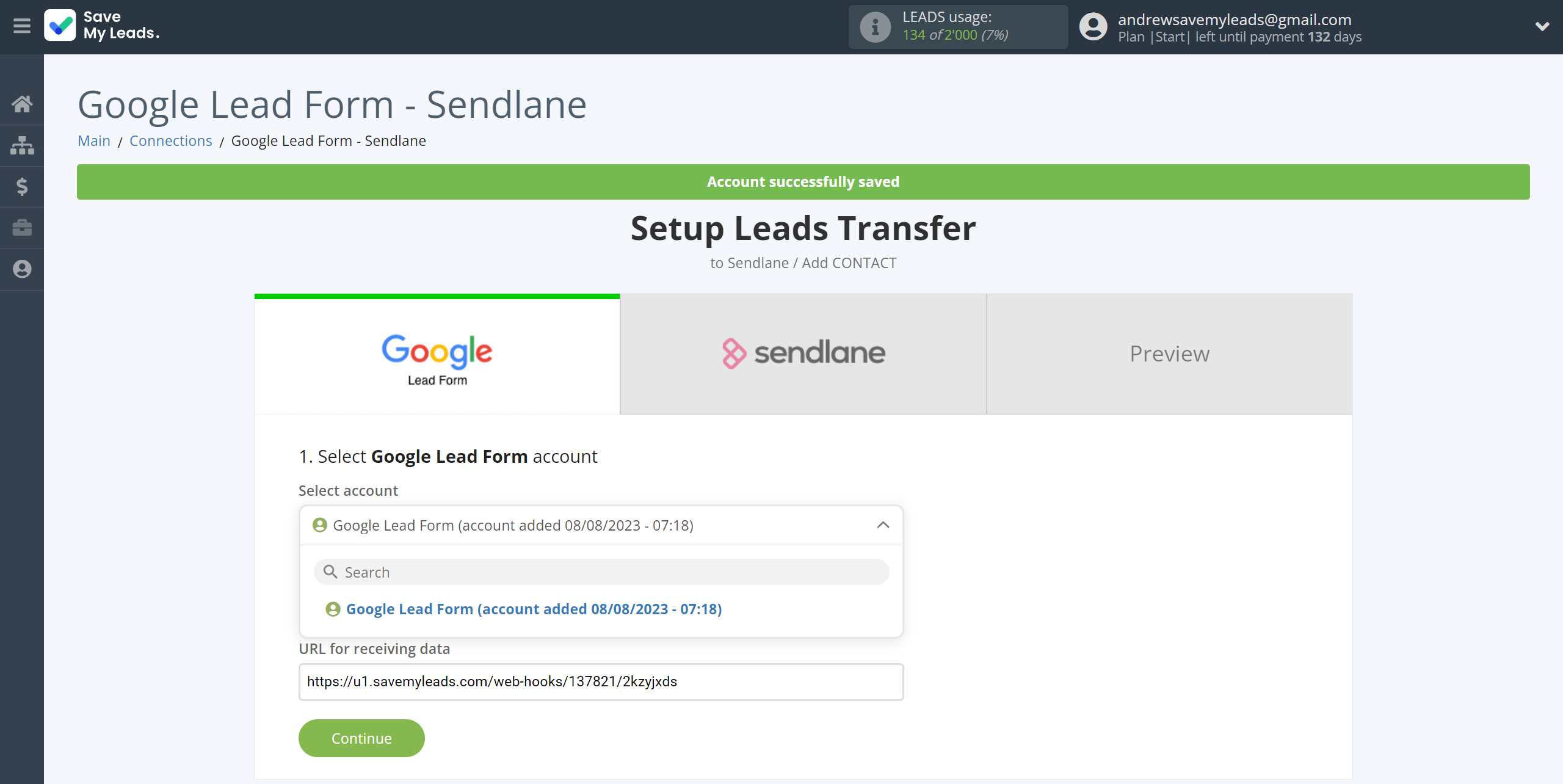 How to Connect Google Lead Form with Sendlane Add Contacts | Data Source account selection How to Connect Google Lead Form with Sendlane Add Contacts | Data Source account selection