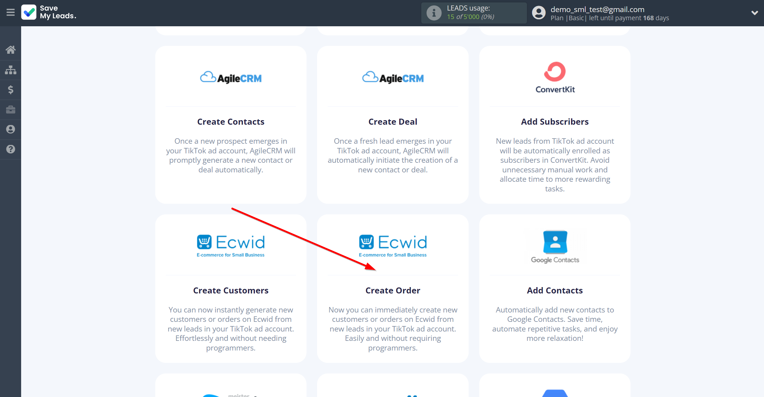 How to Connect TikTok with Ecwid Create Order | Data Destination system selection How to Connect TikTok with Ecwid Create Order | Data Destination system selection