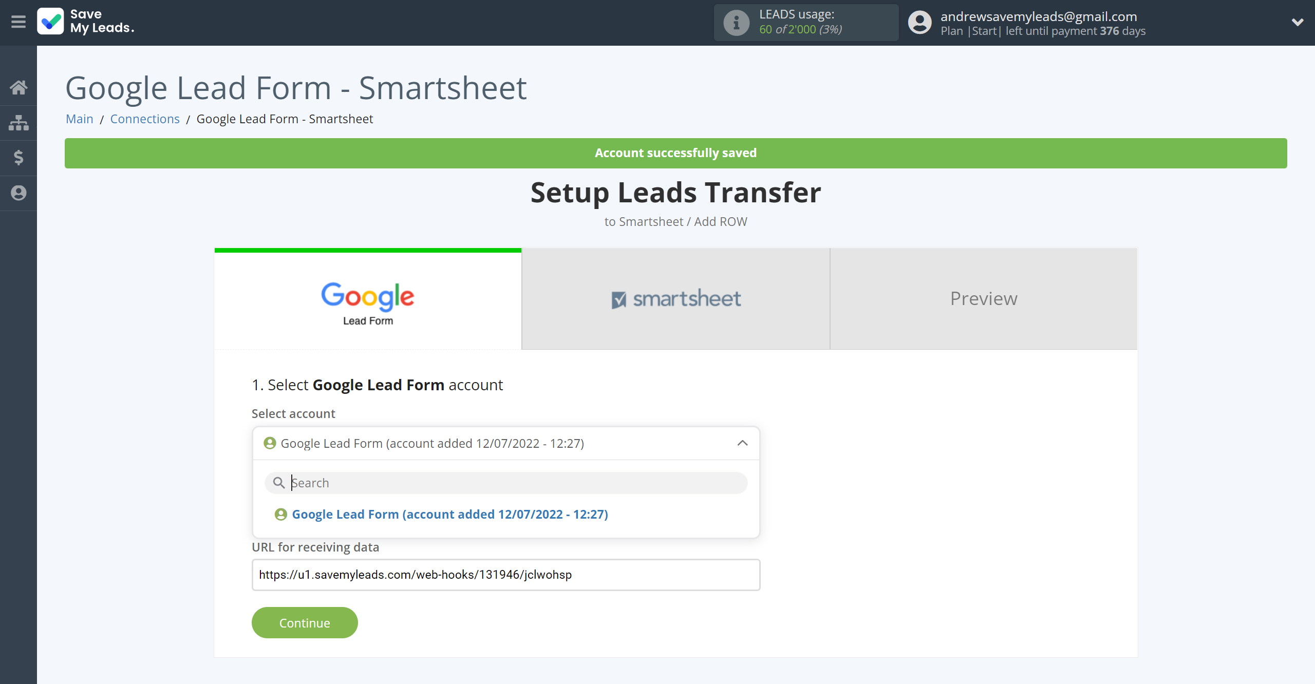 How to Connect Google Lead Form with Smartsheet | Data Source account selection How to Connect Google Lead Form with Smartsheet | Data Source account selection
