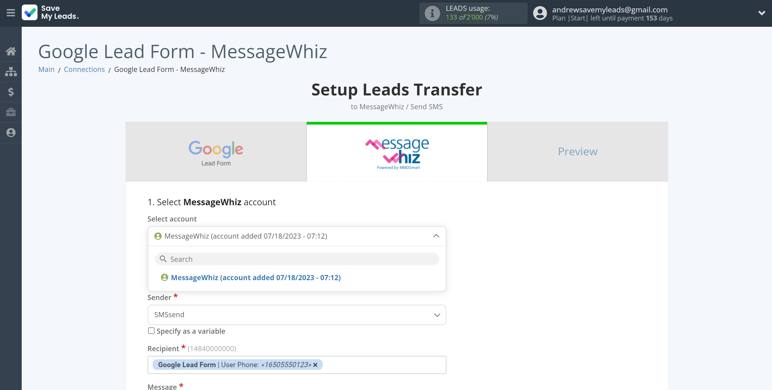 How to Connect Google Lead Form with MessageWhiz | Data Destination account selection How to Connect Google Lead Form with MessageWhiz | Data Destination account selection