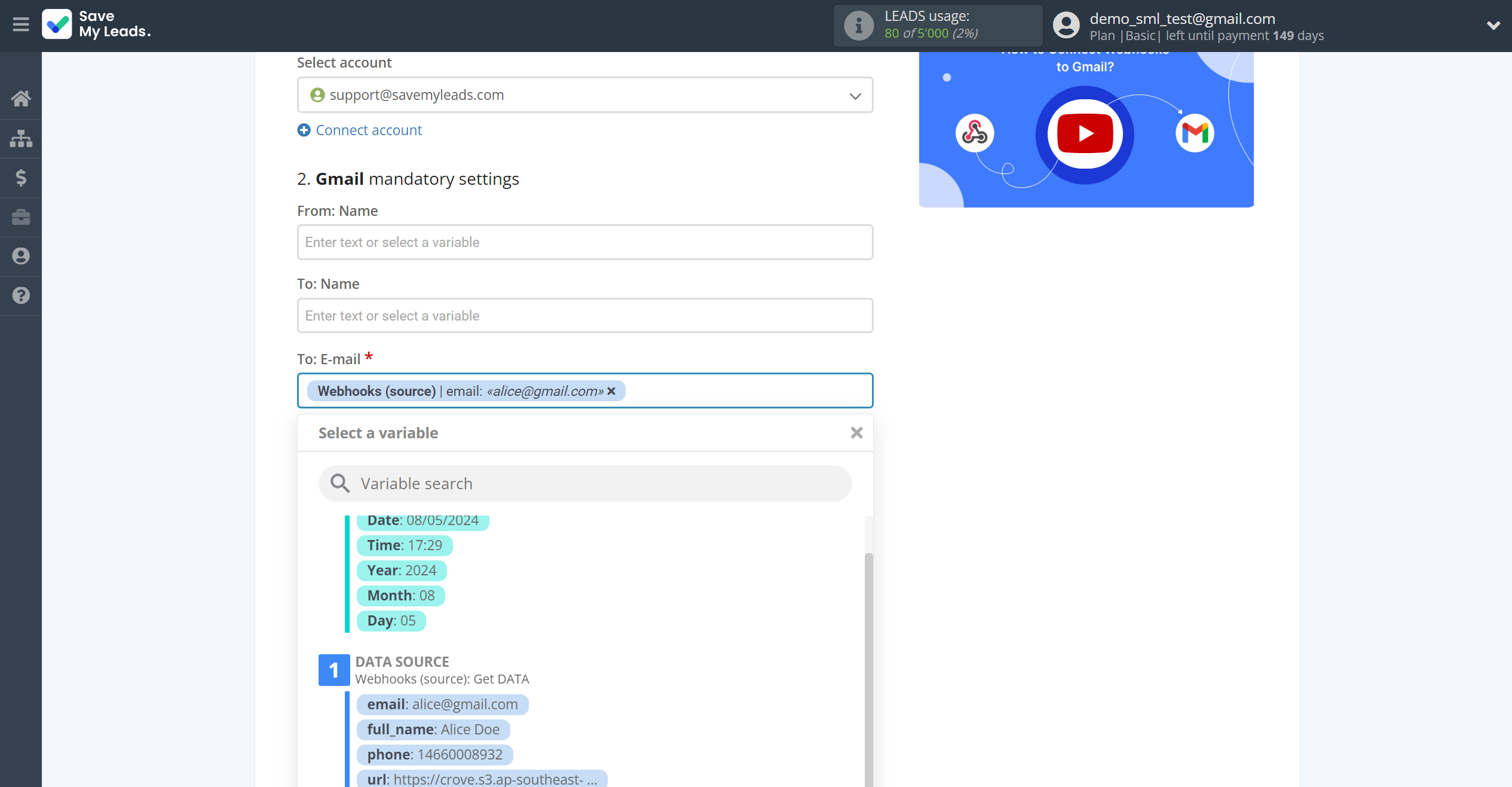 How to Connect Webhooks with Gmail | Assigning fields How to Connect Webhooks with Gmail | Assigning fields