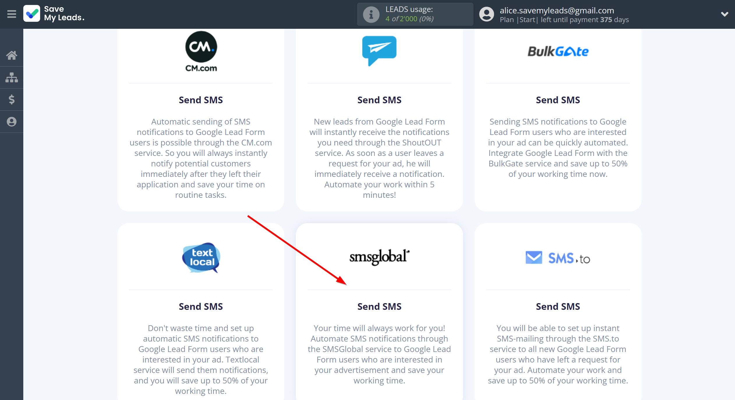 How to Connect Google Lead Form with SMSGlobal | Data Destination system selection How to Connect Google Lead Form with SMSGlobal | Data Destination system selection