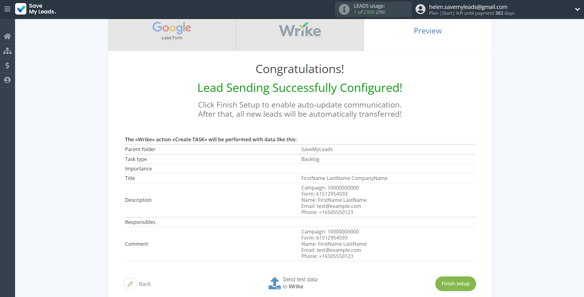How to Connect Google Lead Form with Wrike | Test data How to Connect Google Lead Form with Wrike | Test data
