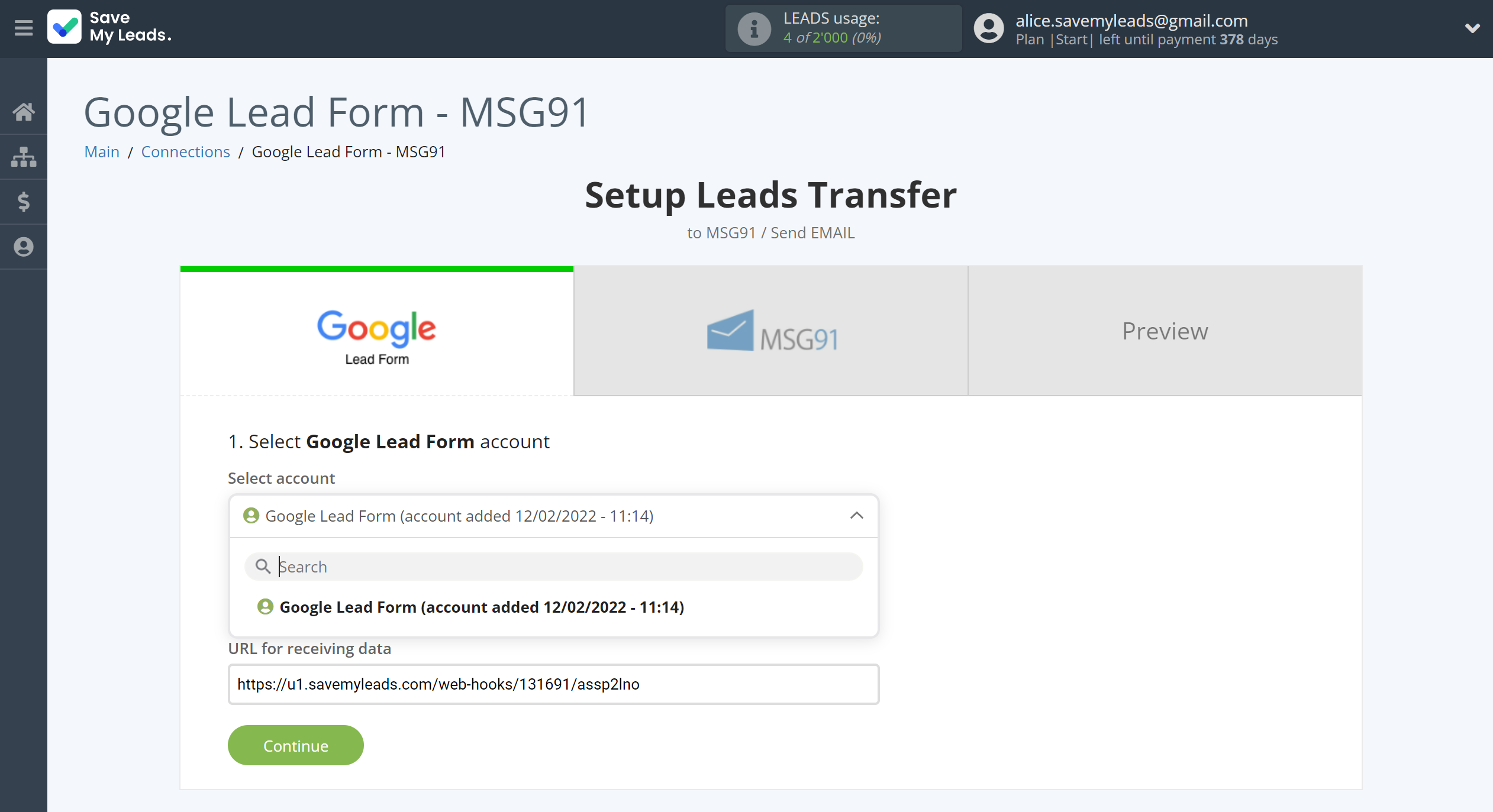 How to Connect Google Lead Form with MSG91 Send Email | Data Source account selection How to Connect Google Lead Form with MSG91 Send Email | Data Source account selection