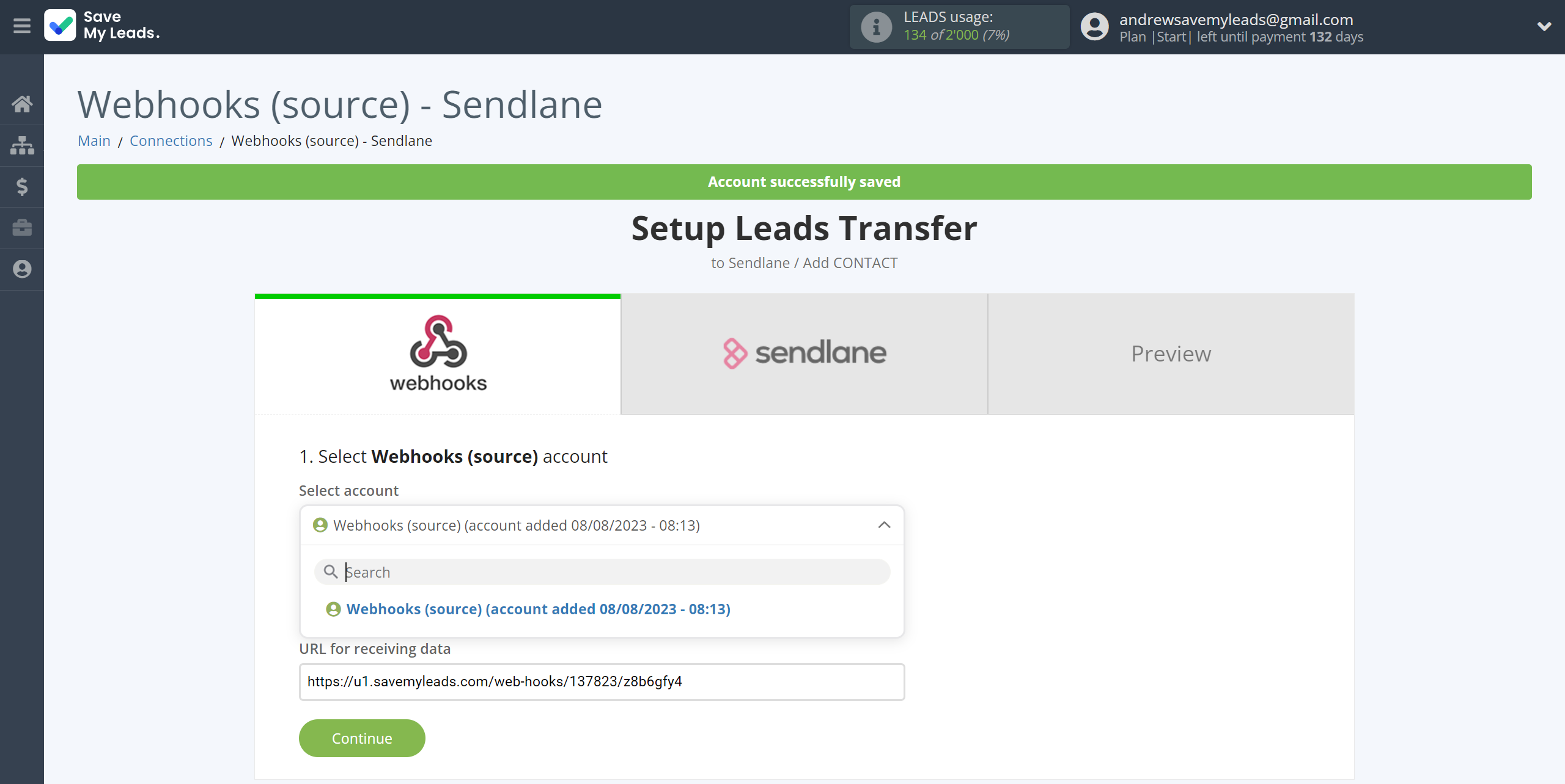How to Connect Webhooks with Sendlane Add Contacts | Data Source account selection How to Connect Webhooks with Sendlane Add Contacts | Data Source account selection
