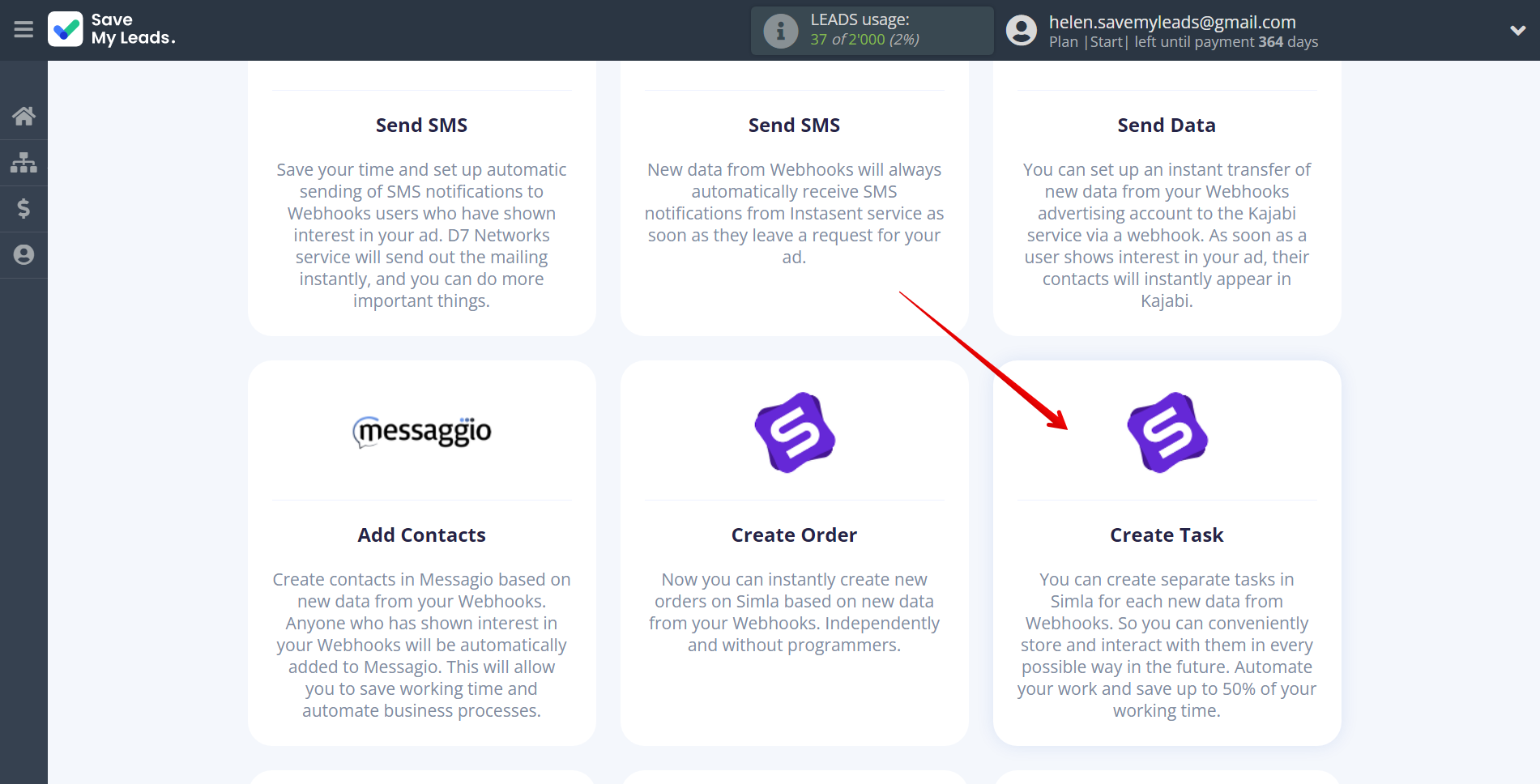 How to Connect Webhooks with Simla Create Task | Data Destination system selection How to Connect Webhooks with Simla Create Task | Data Destination system selection