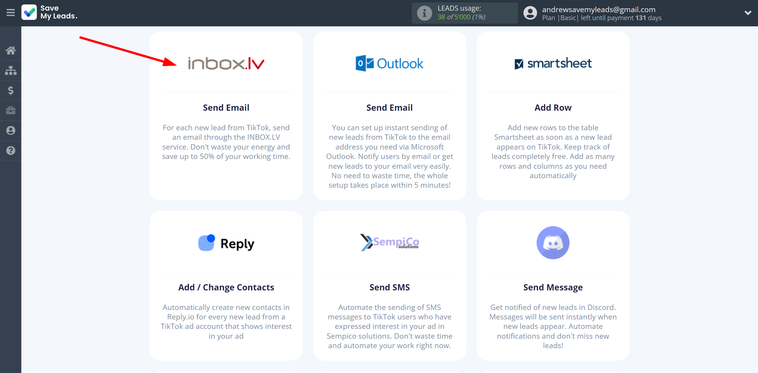 How to Connect TikTok with INBOX.LV | Data Destination system selection How to Connect TikTok with INBOX.LV | Data Destination system selection