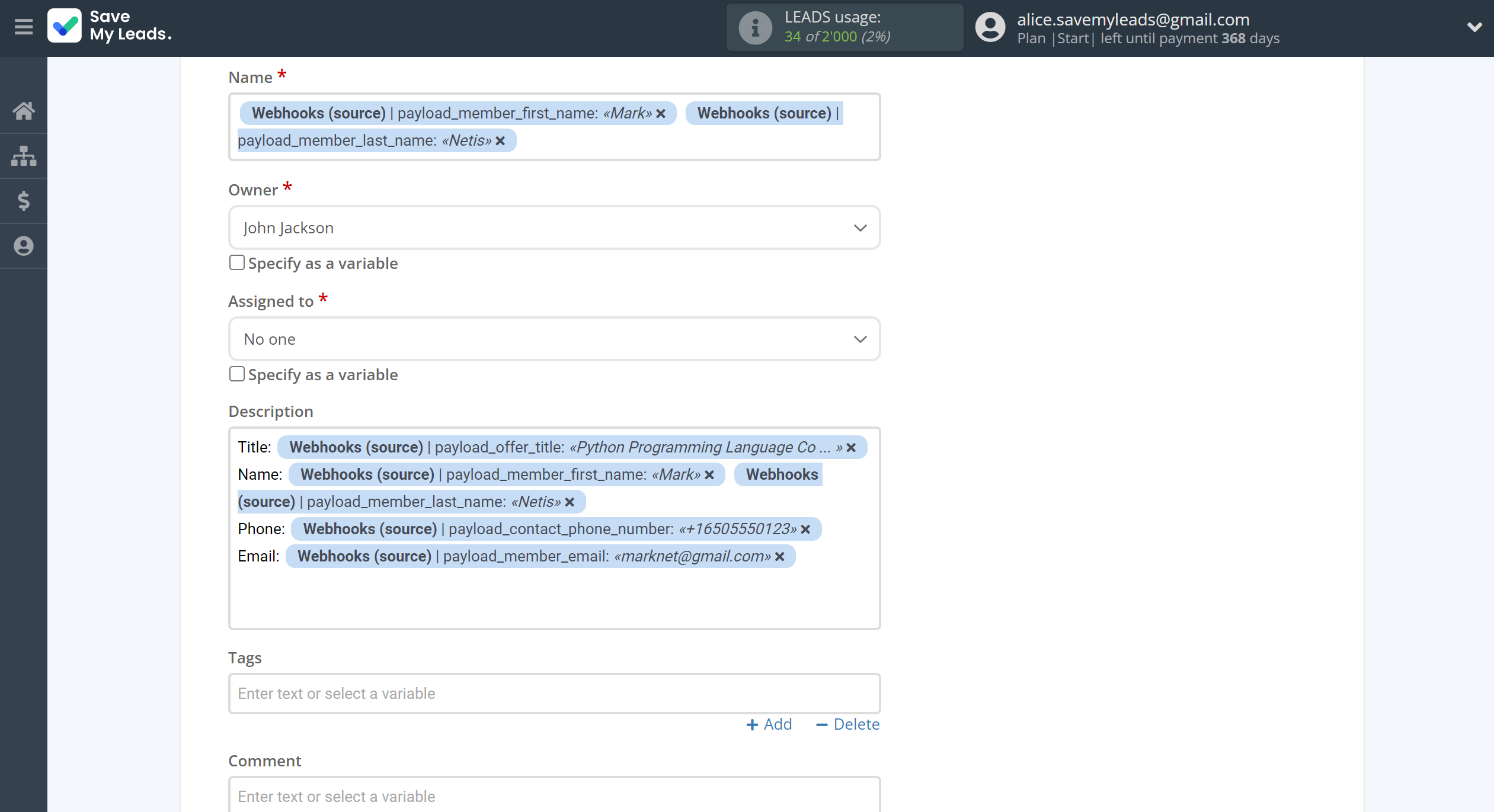 How to Connect Webhooks with Worksection | Assigning fields How to Connect Webhooks with Worksection | Assigning fields