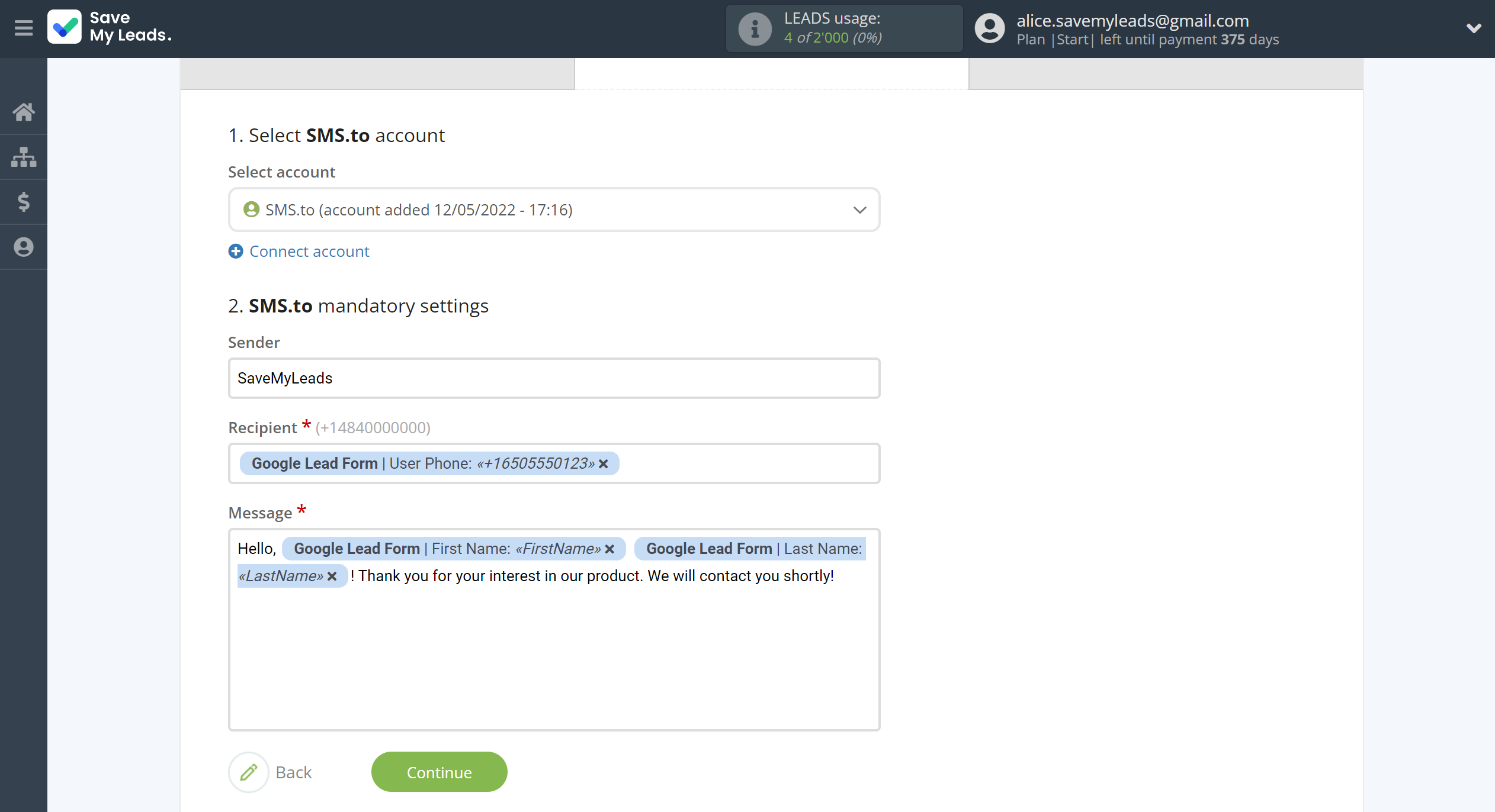 How to Connect Google Lead Form with SMS.to | Assigning fields How to Connect Google Lead Form with SMS.to | Assigning fields