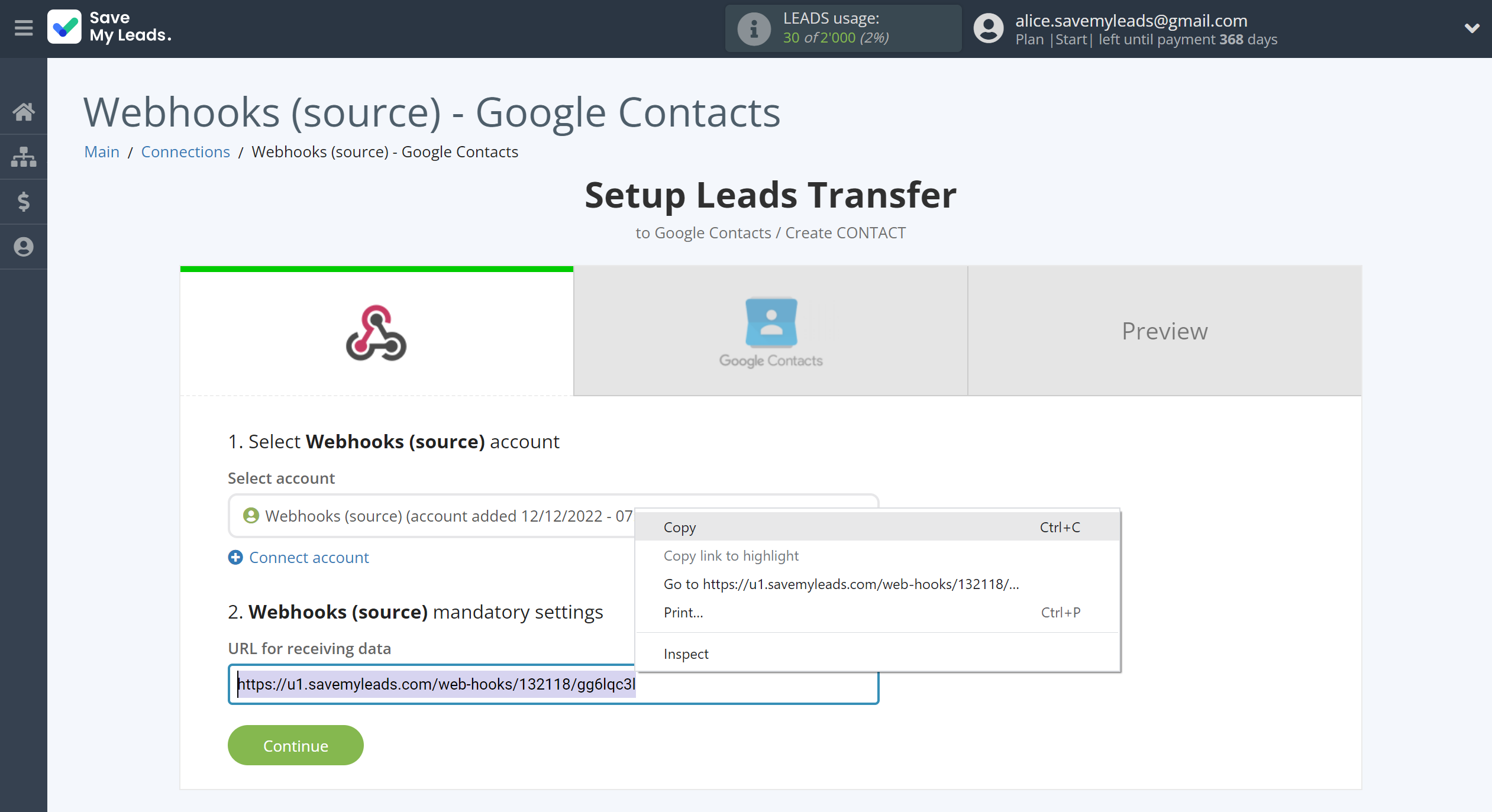 How to Connect Webhooks with Google Contacts | Data Source account connection How to Connect Webhooks with Google Contacts | Data Source account connection