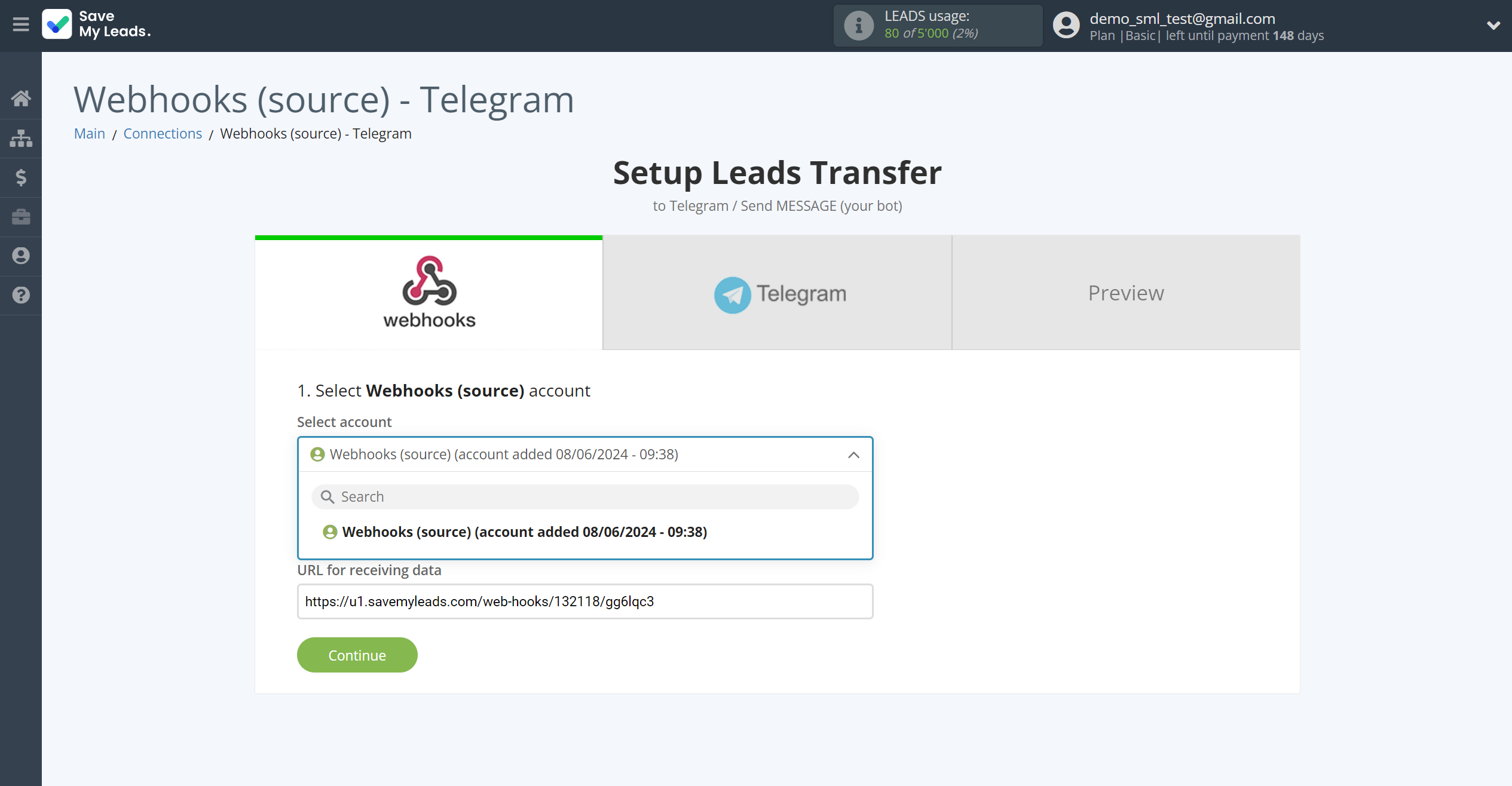 How to Connect Webhooks with Telegram (your bot) | Data Source account selection How to Connect Webhooks with Telegram (your bot) | Data Source account selection