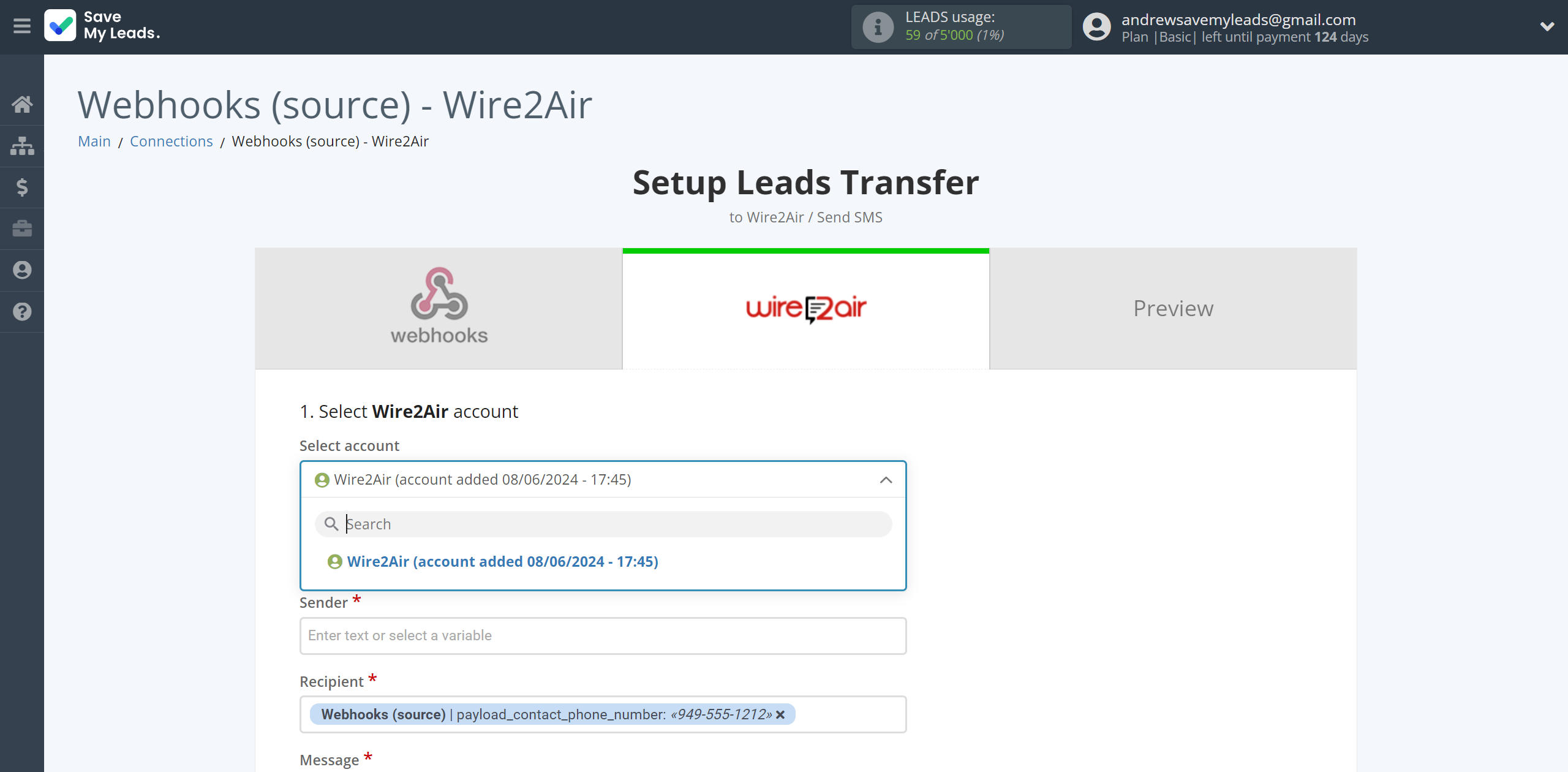 How to Connect Webhooks with Wire2Air | Data Destination account selection How to Connect Webhooks with Wire2Air | Data Destination account selection