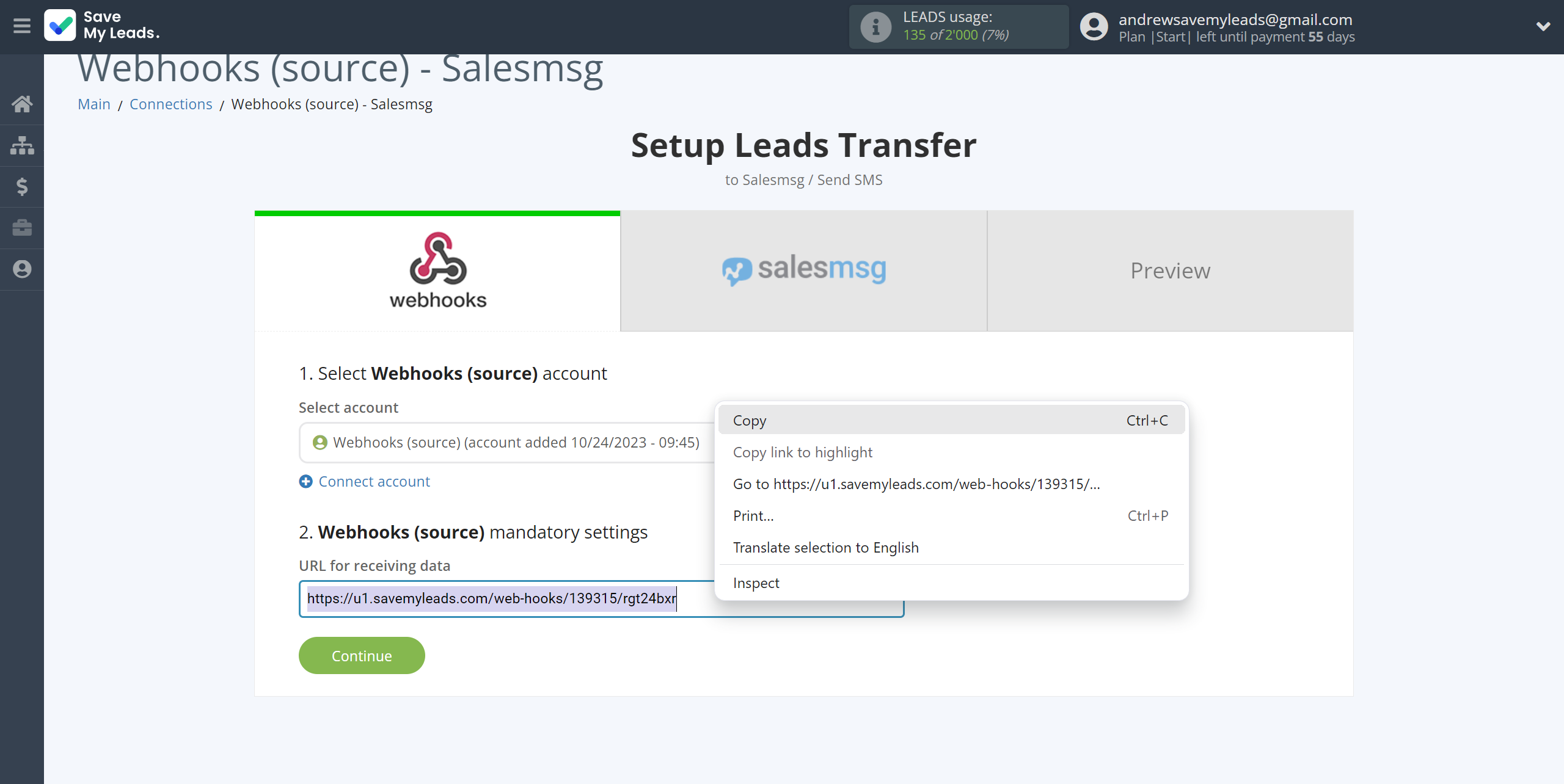 How to Connect Webhooks with Salesmsg | Data Source account connection How to Connect Webhooks with Salesmsg | Data Source account connection