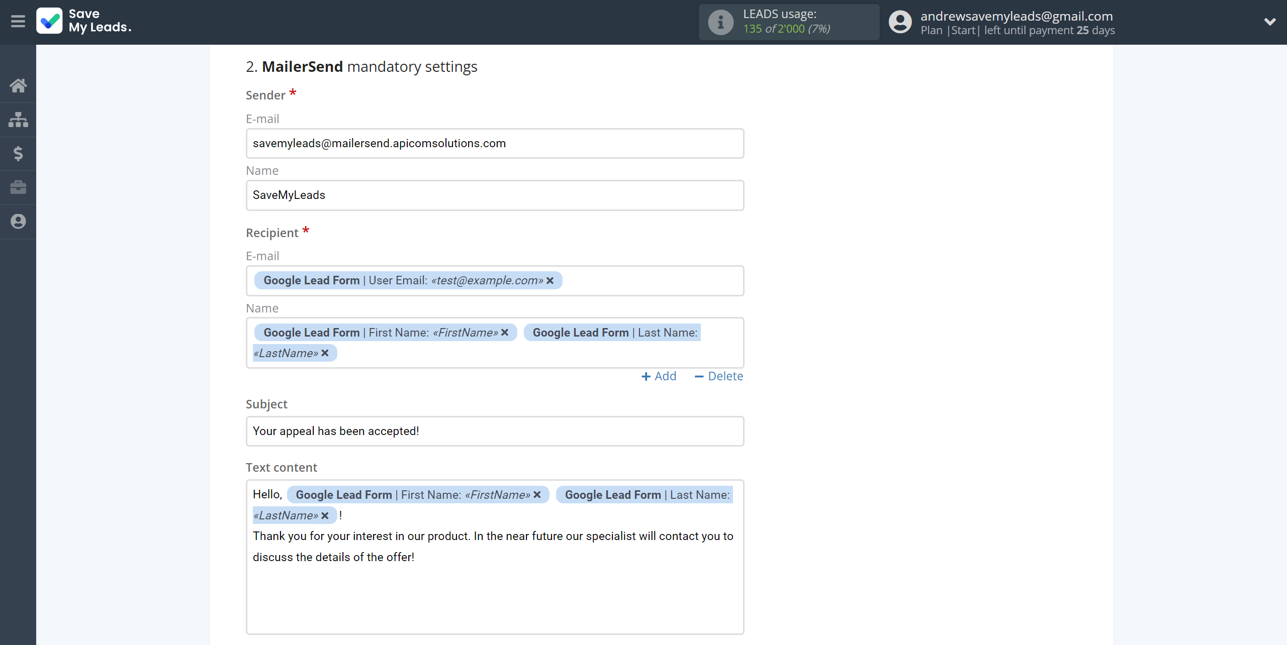 How to Connect Google Lead Form with MailerSend Send Email | Assigning fields How to Connect Google Lead Form with MailerSend Send Email | Assigning fields