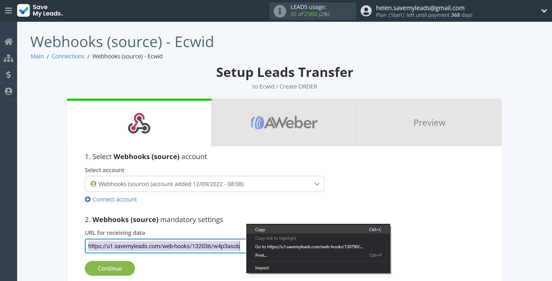 How to Connect Webhooks with Ecwid Create Order | Data Source account connection How to Connect Webhooks with Ecwid Create Order | Data Source account connection