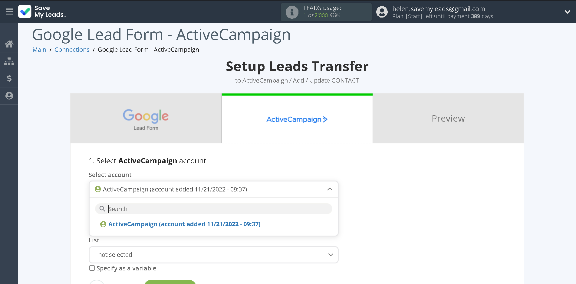 How to Connect Google Lead Form with ActiveCampaign Create Contacts | Data Destination account selection How to Connect Google Lead Form with ActiveCampaign Create Contacts | Data Destination account selection