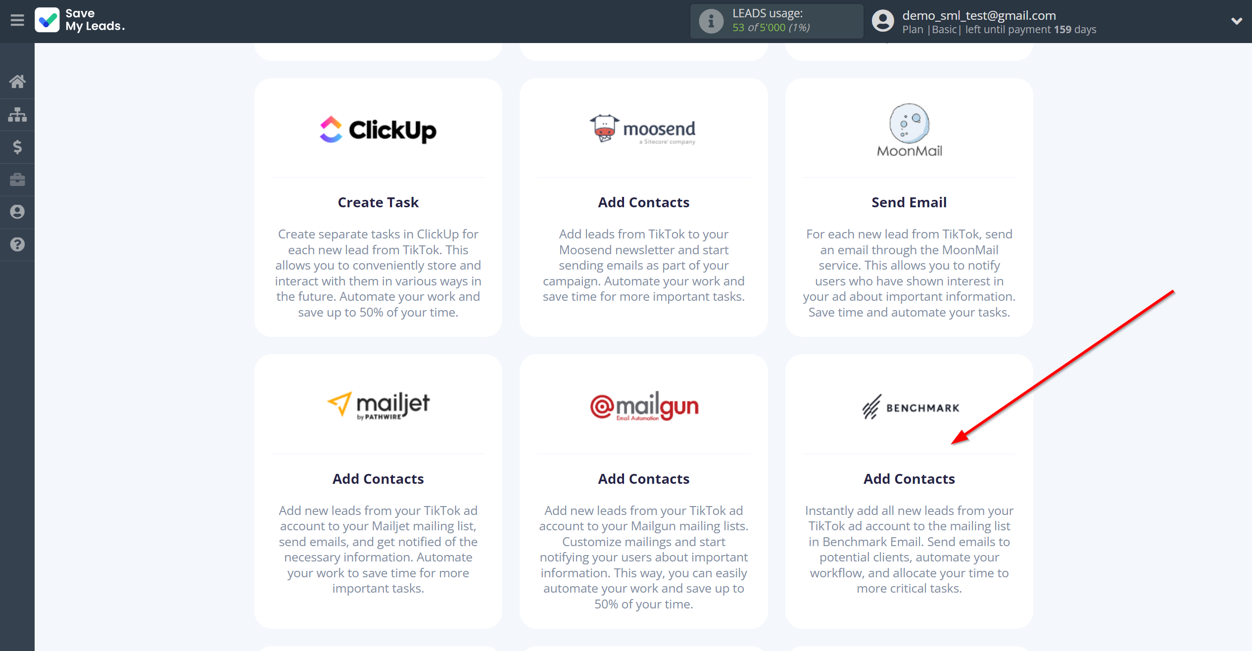 How to Connect TikTok with Benchmark Email | Data Destination system selection How to Connect TikTok with Benchmark Email | Data Destination system selection