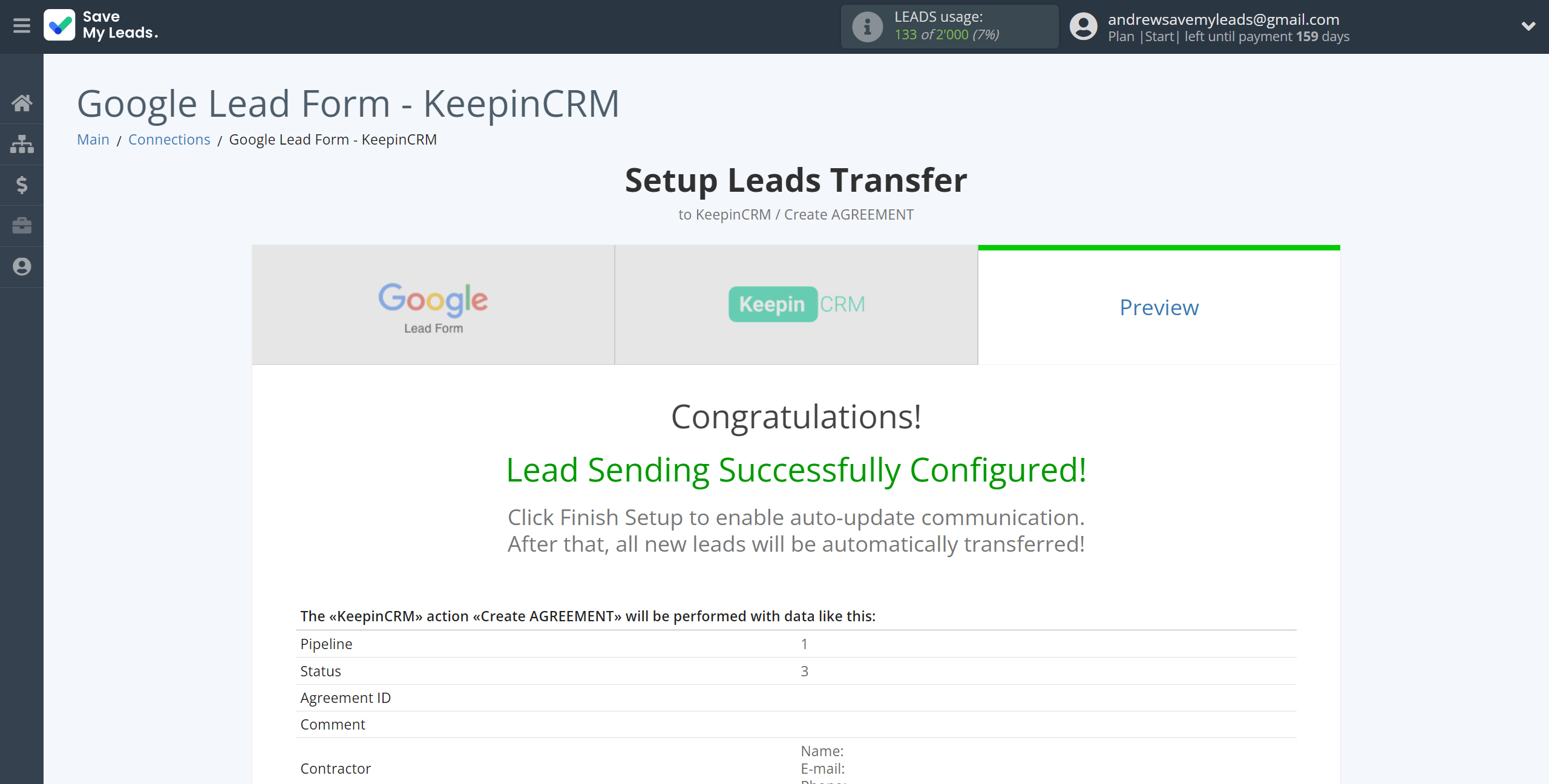 How to Connect Google Lead Form with KeepinCRM Create Agreement | Test data How to Connect Google Lead Form with KeepinCRM Create Agreement | Test data
