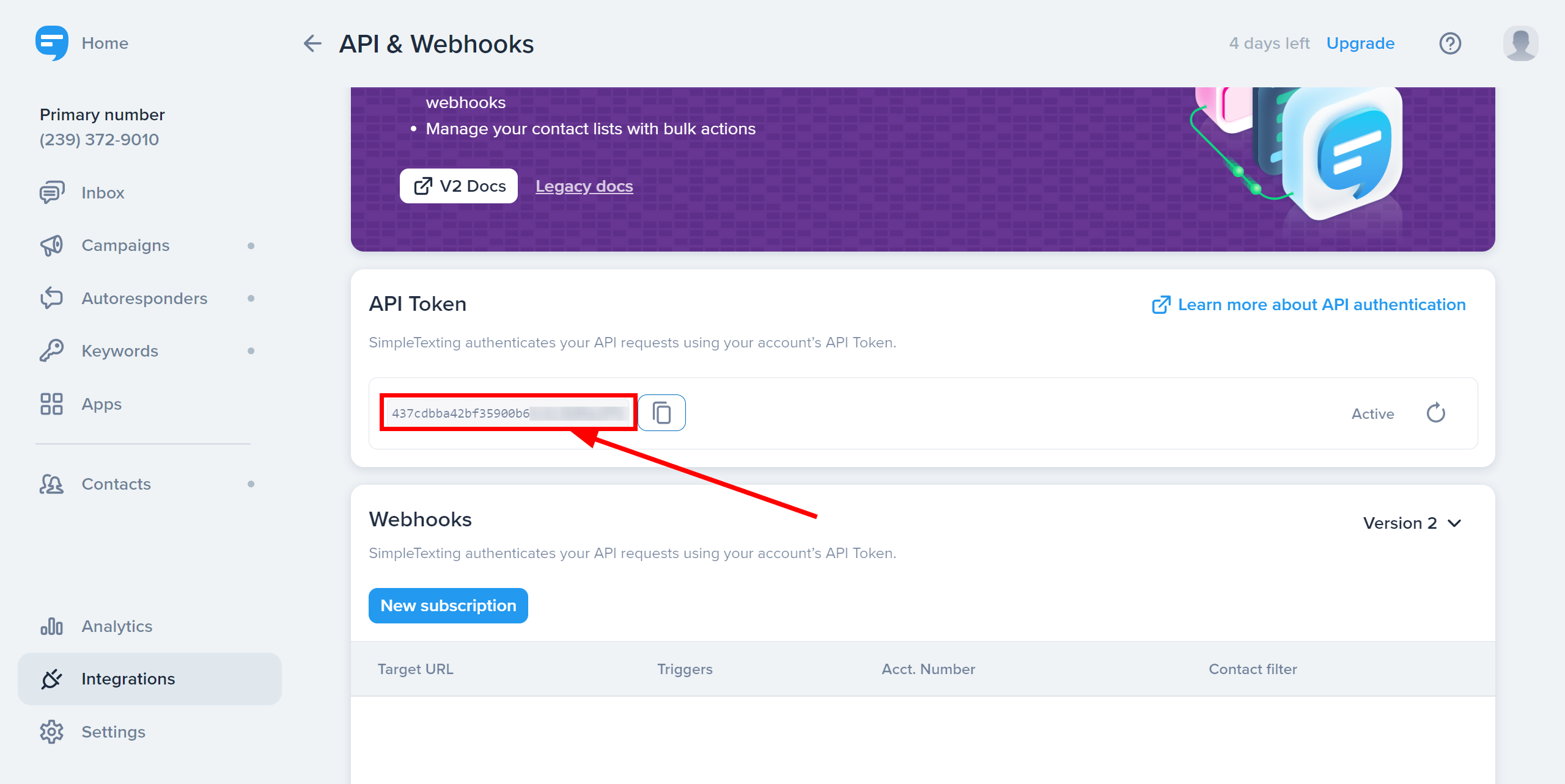 How to Connect Webhooks with SimpleTexting | Data Destination account connection How to Connect Webhooks with SimpleTexting | Data Destination account connection