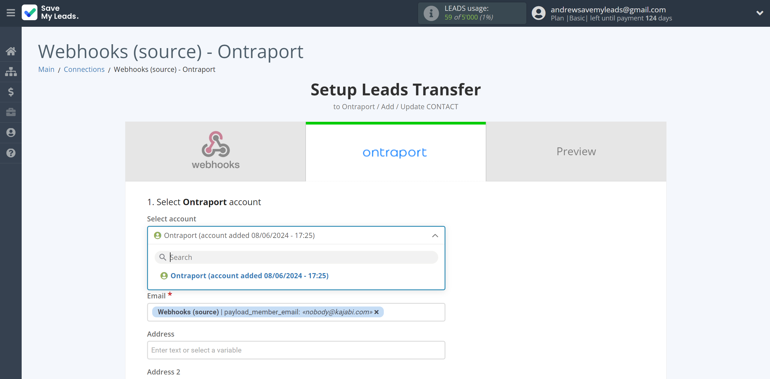 How to Connect Webhooks with Ontraport | Data Destination account selection How to Connect Webhooks with Ontraport | Data Destination account selection