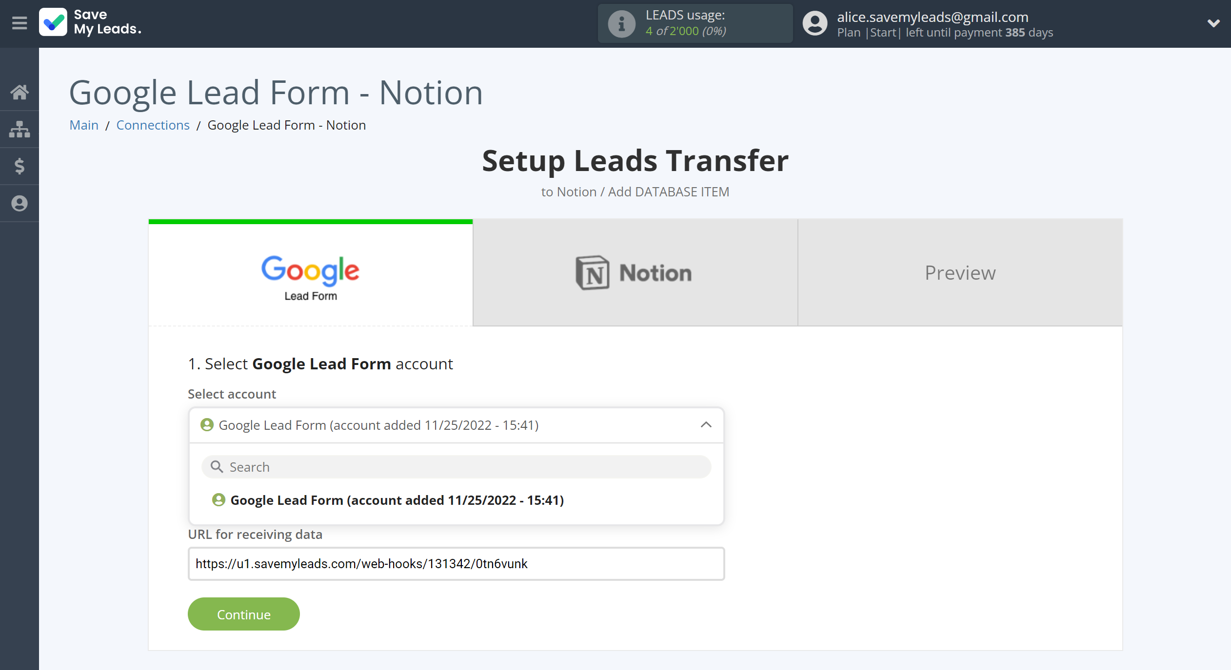 How to Connect Google Lead Form with Notion | Data Source account selection How to Connect Google Lead Form with Notion | Data Source account selection