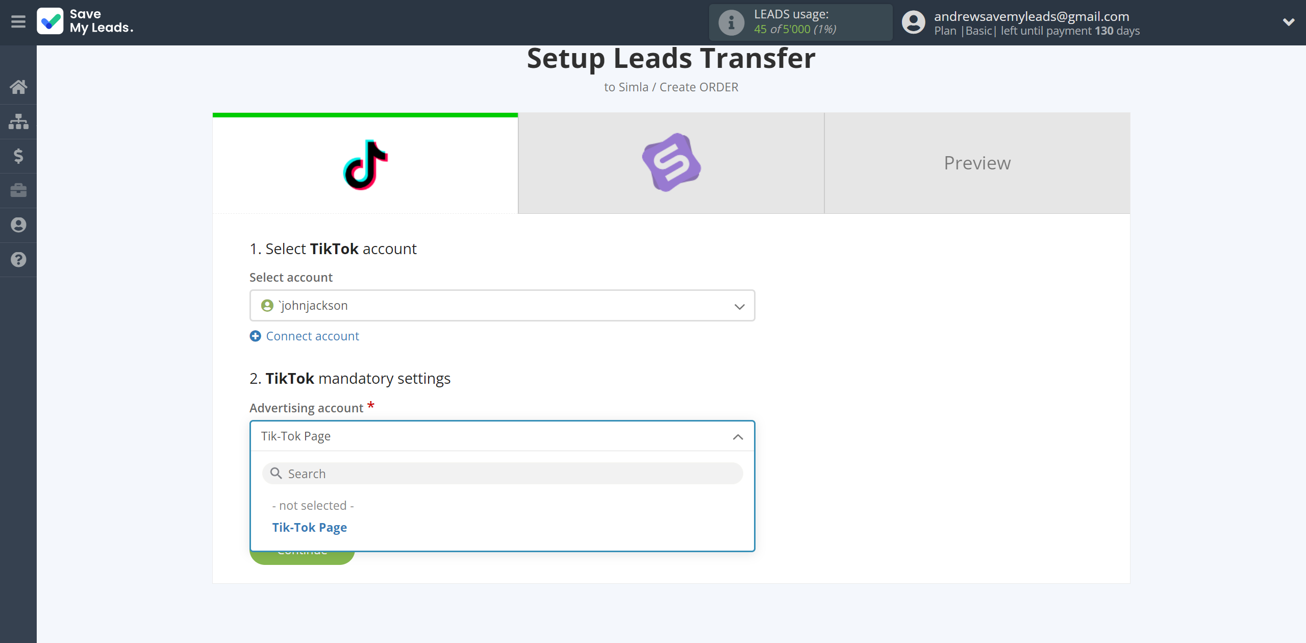 How to Connect TikTok with Simla Create Order | Data Source account connection How to Connect TikTok with Simla Create Order | Data Source account connection