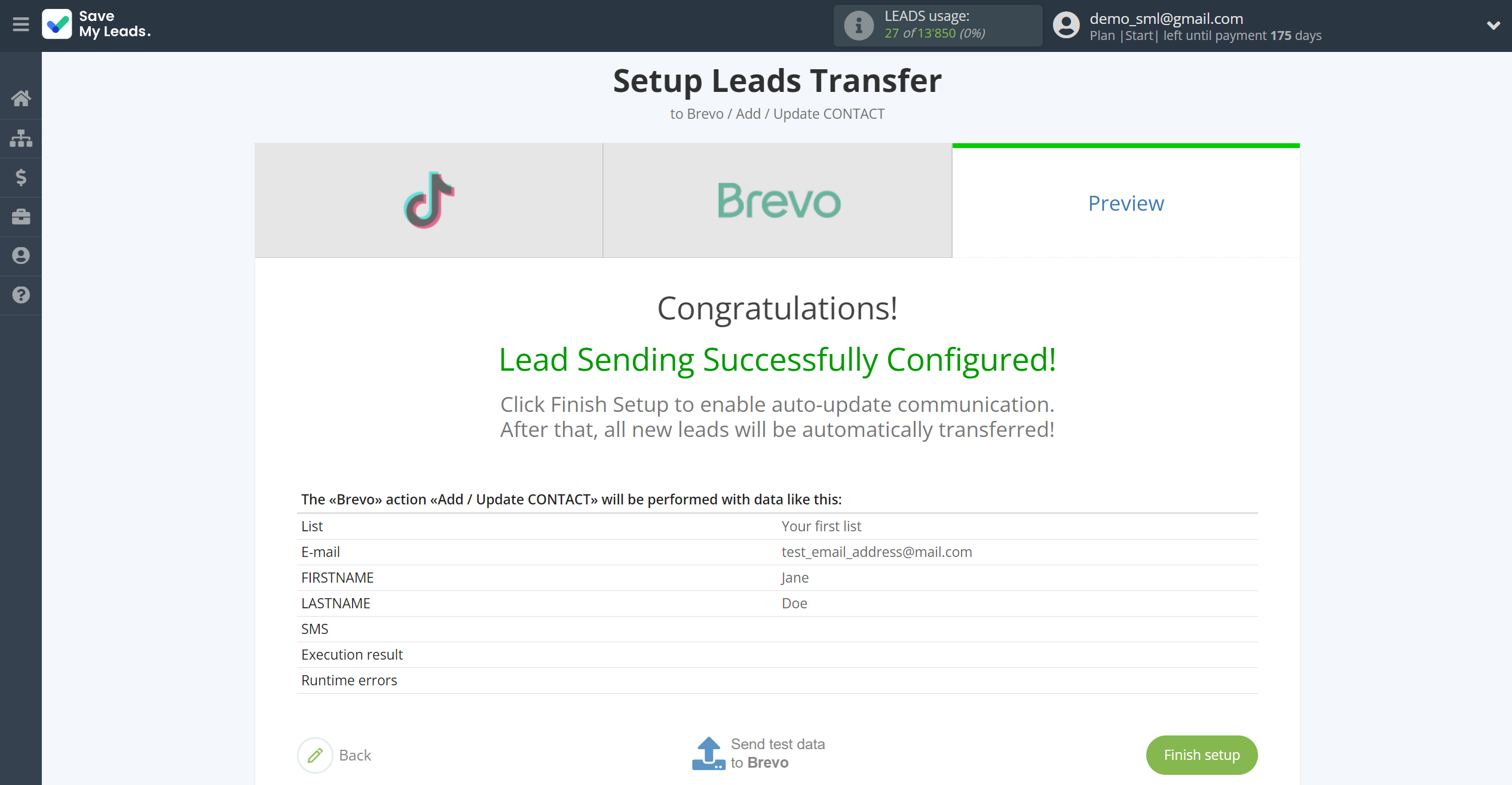How to Connect TikTok with Brevo | Test data How to Connect TikTok with Brevo | Test data