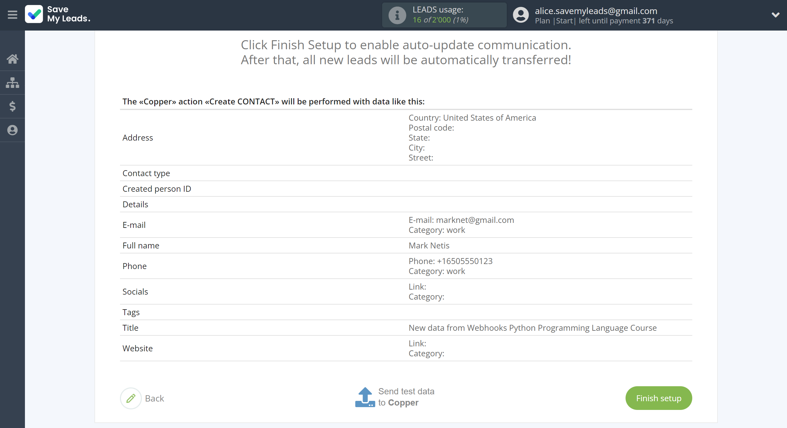 How to Connect Webhooks with Copper Create Contacts | Test data How to Connect Webhooks with Copper Create Contacts | Test data